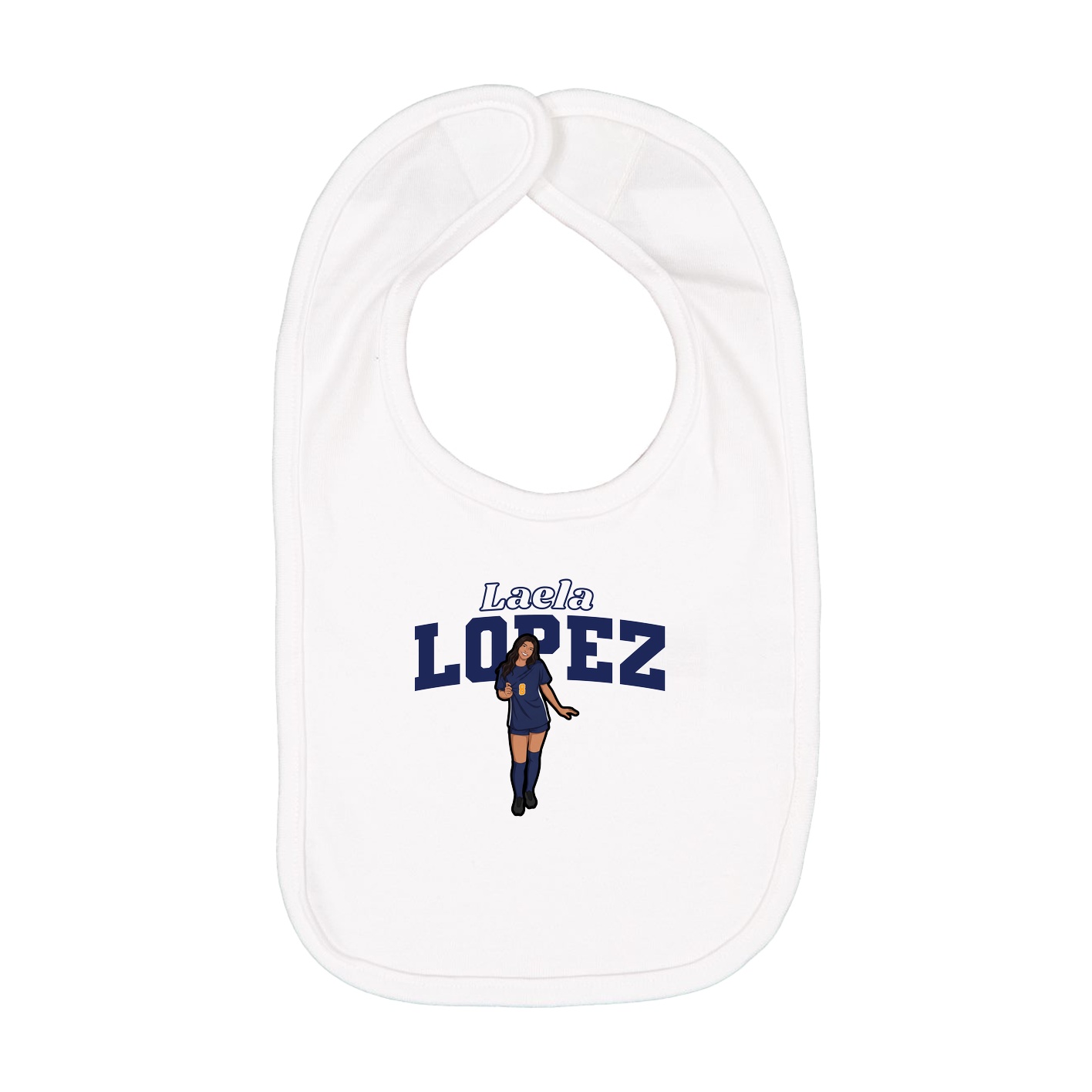 Infant Bib — Name Arch in White