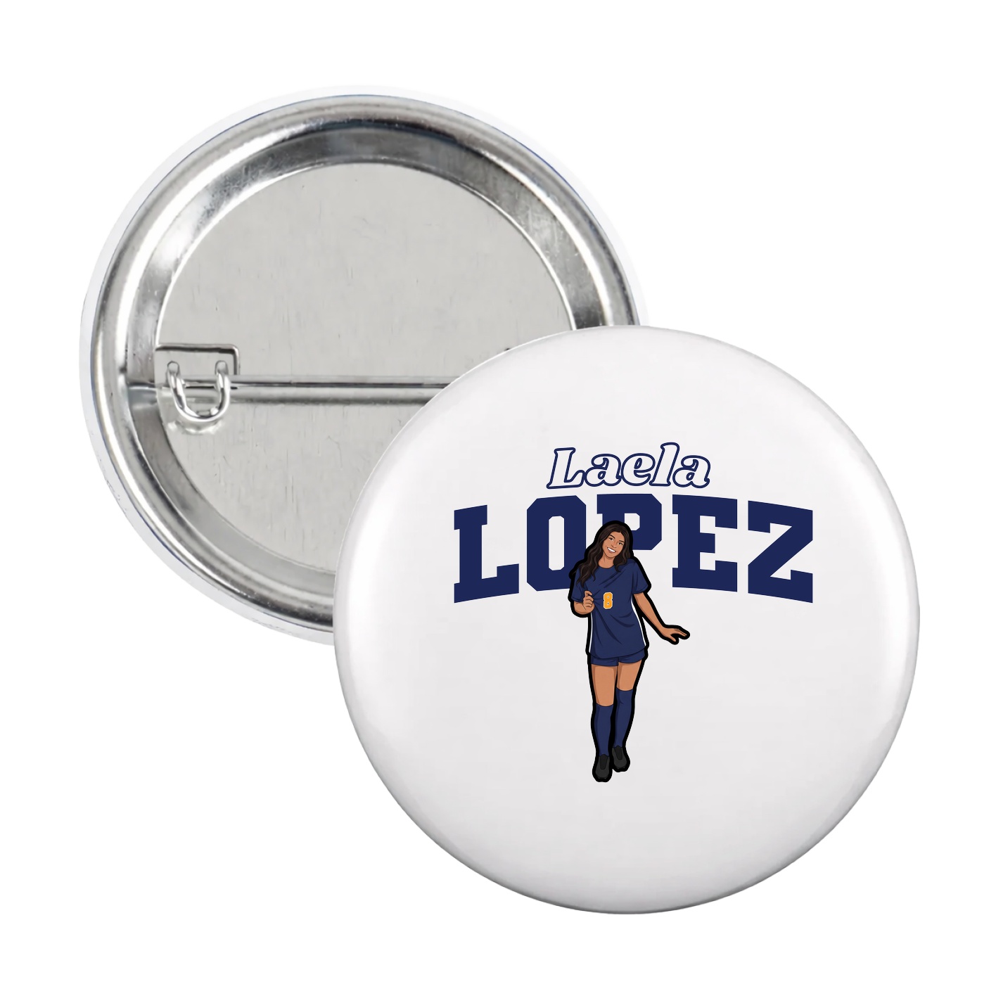 Game Day Button — Name Arch in White