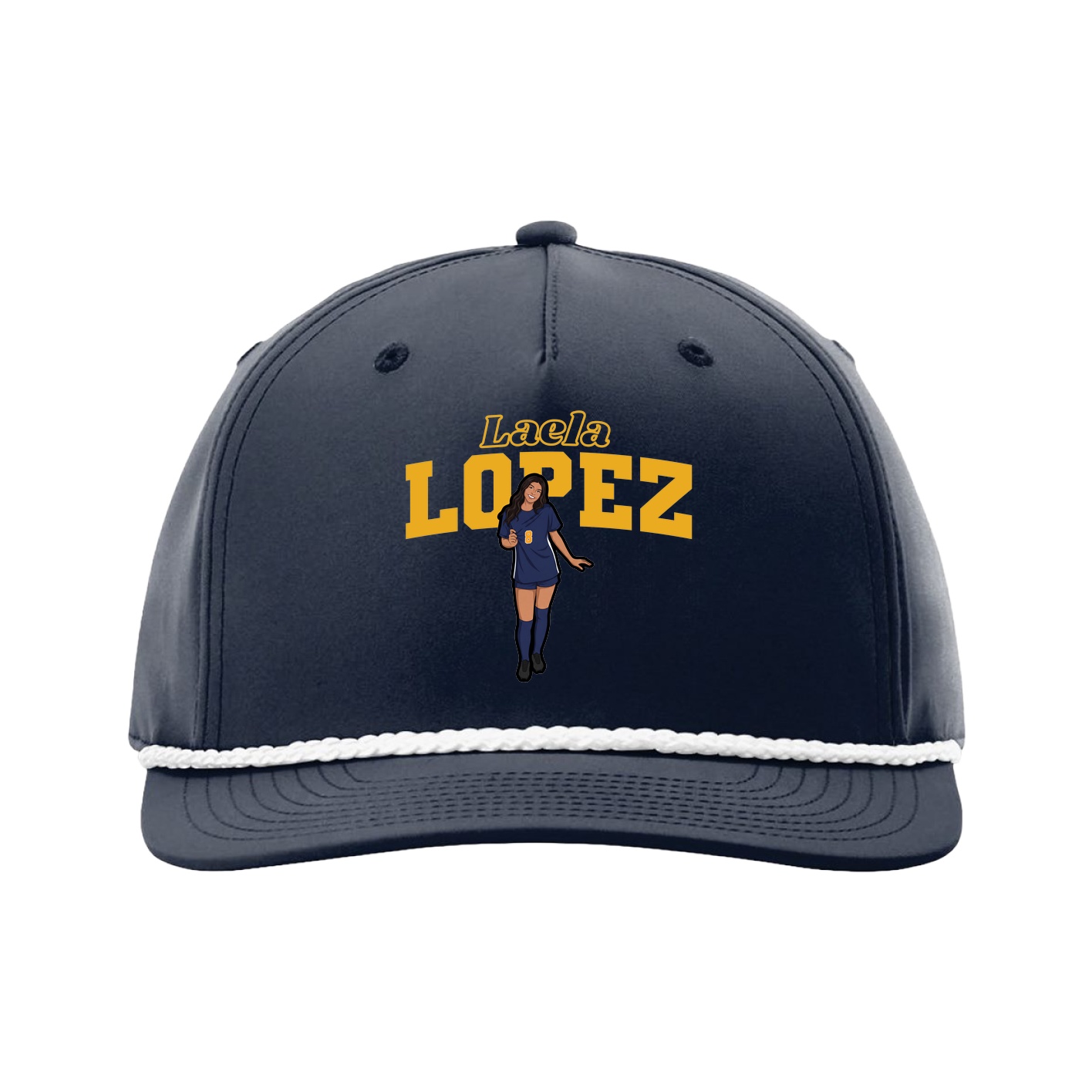 Five-Panel Classic Rope Cap — Name Arch in Navy