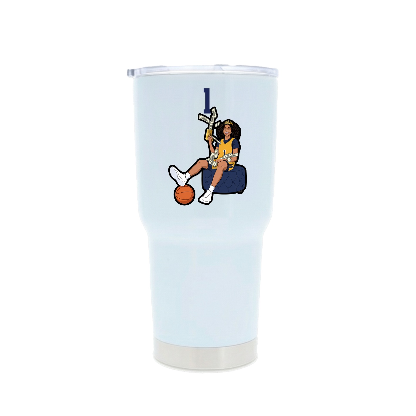 30oz Stainless Steel Tumbler — Number Top in White