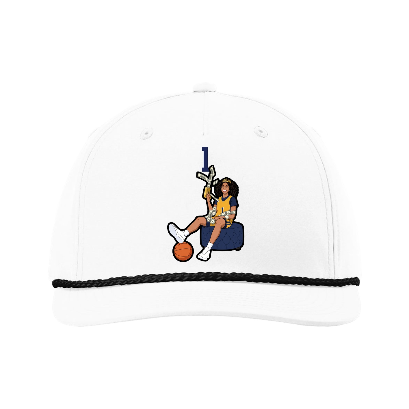 Five-Panel Classic Rope Cap — Number Top in White