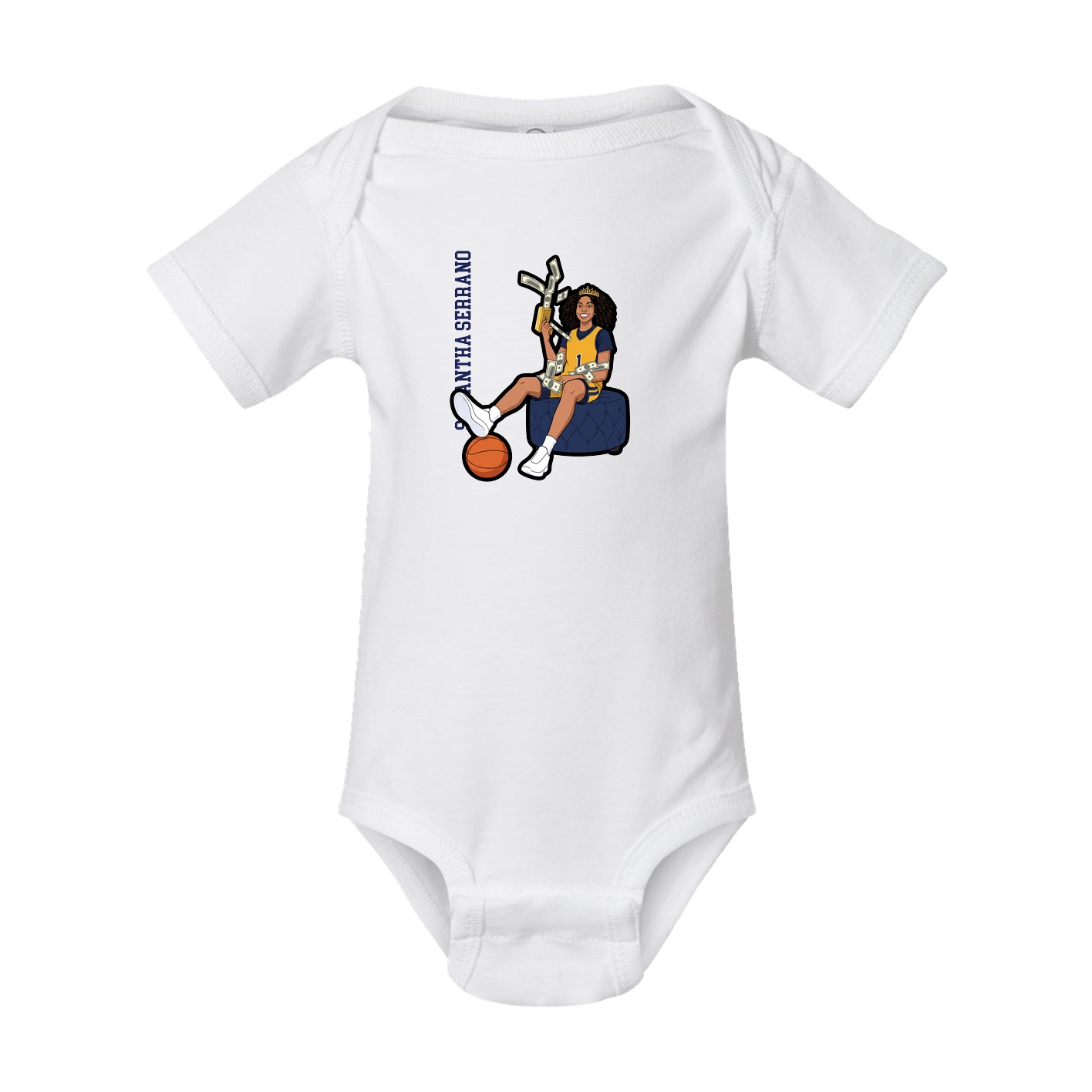 Baby Onesie — Name Vertical in White