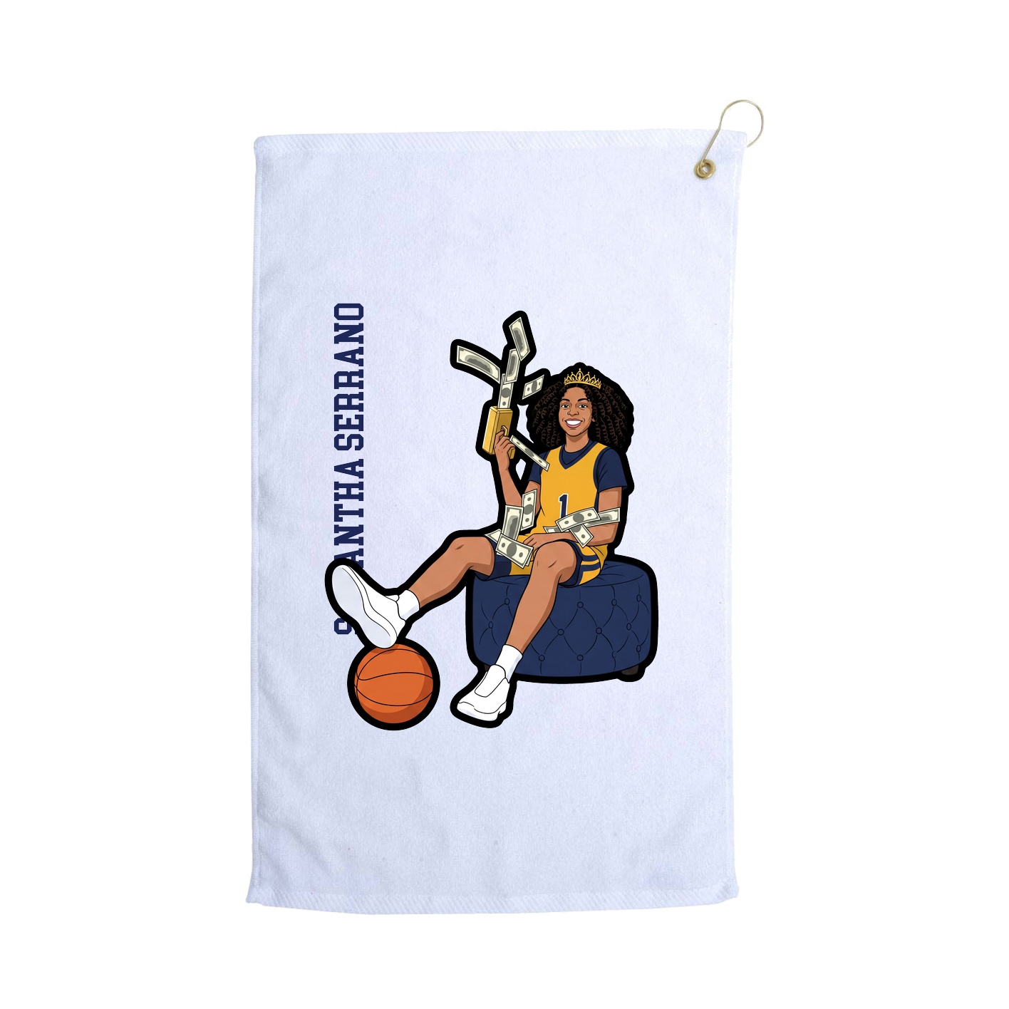 Golf Towel — Name Vertical in White