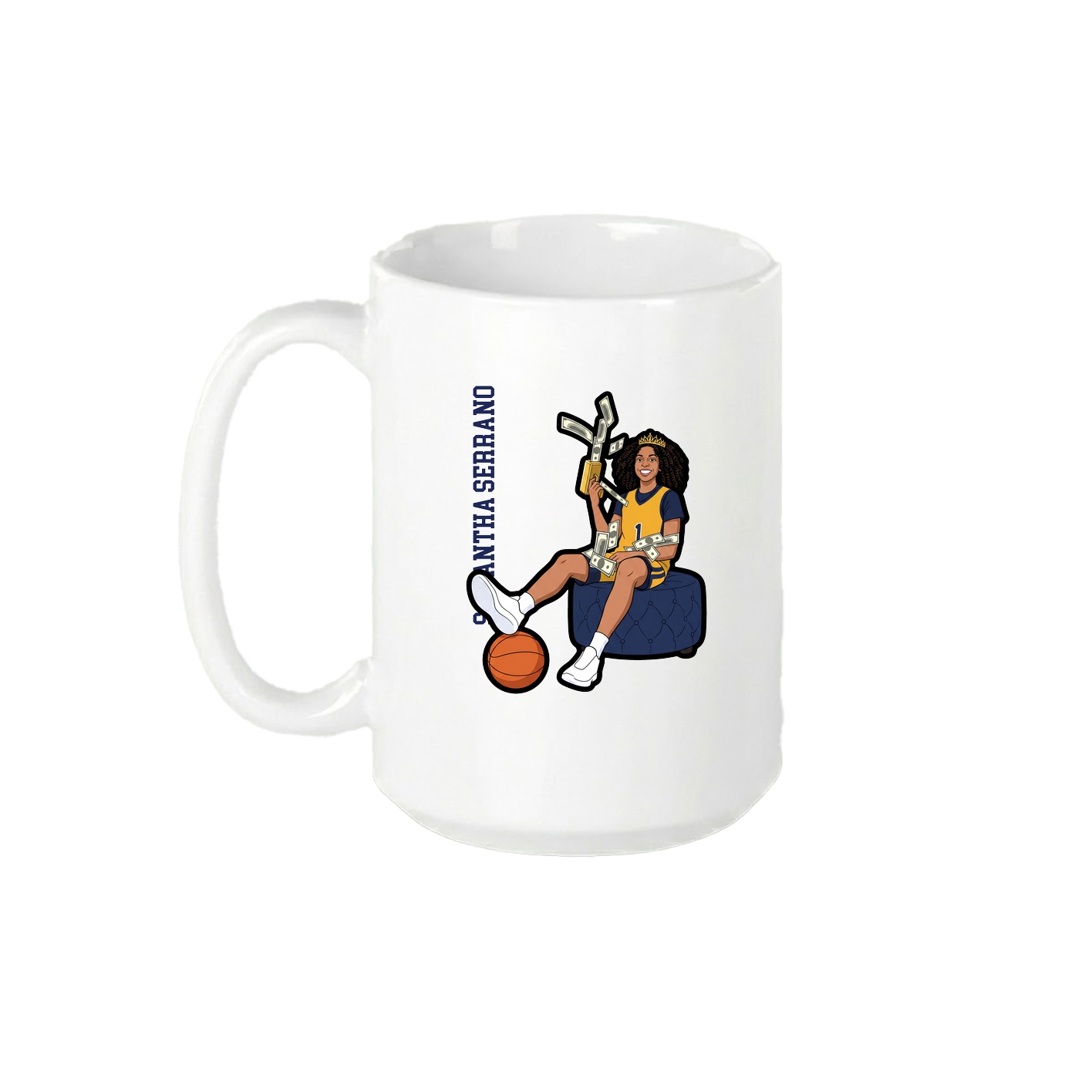 15oz Coffee Mug — Name Vertical in White