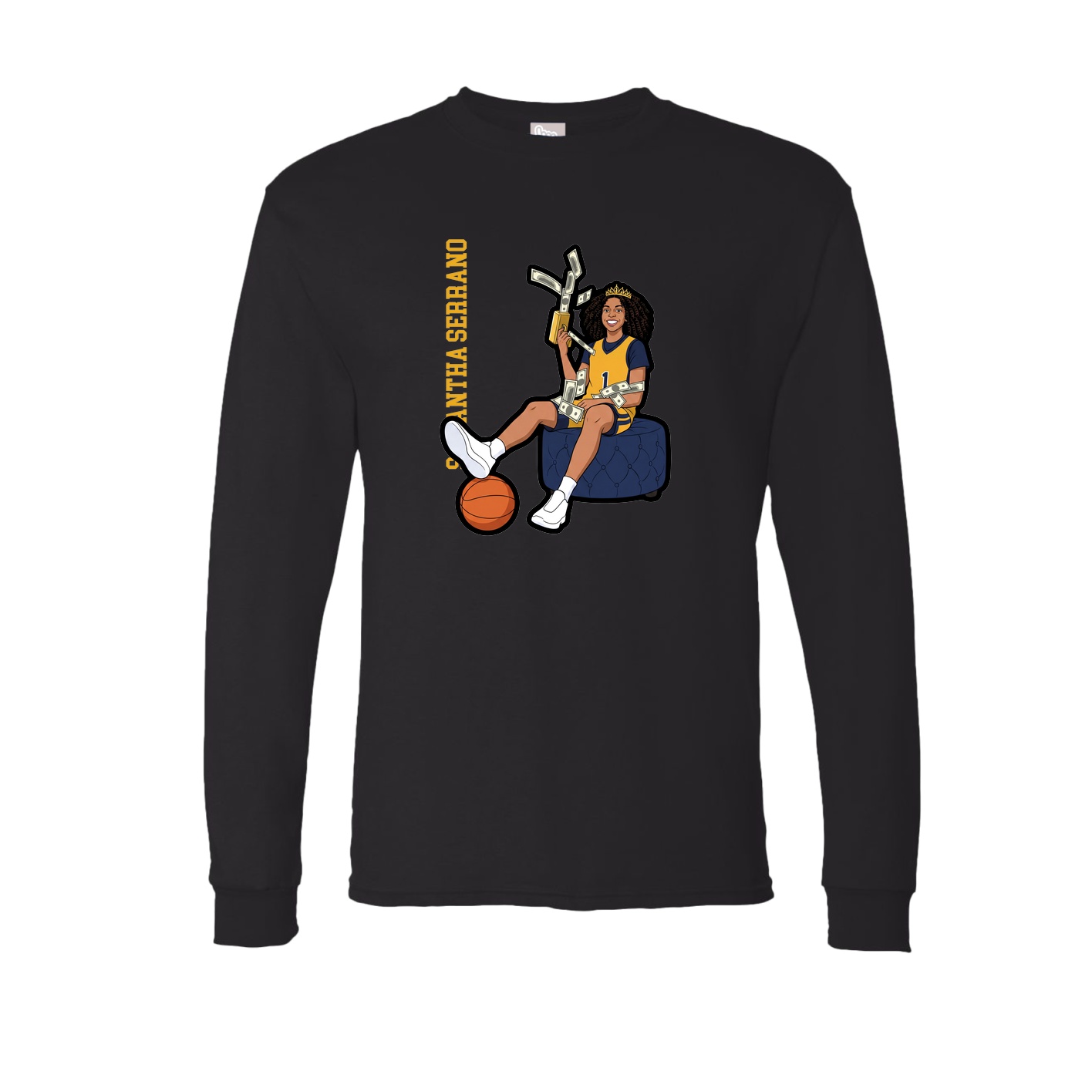 Long Sleeve Tee — Name Vertical in Black