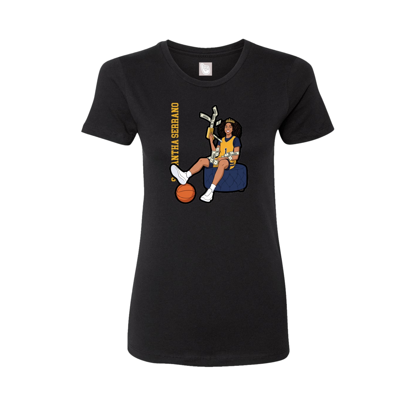 Fitted Women's Tee — Name Vertical in Black