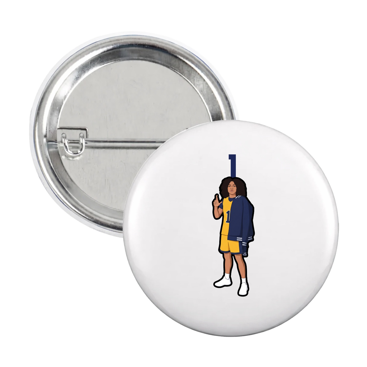 Game Day Button — Number Top in White