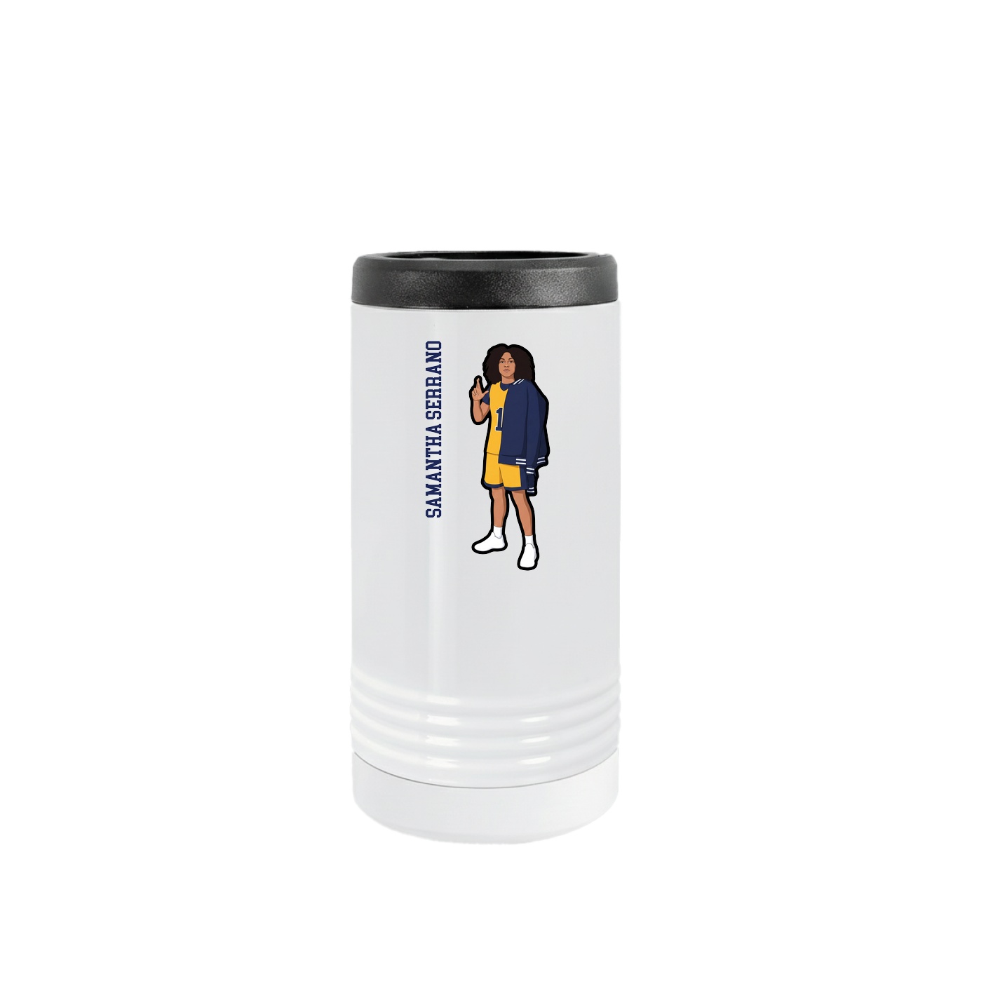 Slim Beverage Holder — Name Vertical in White