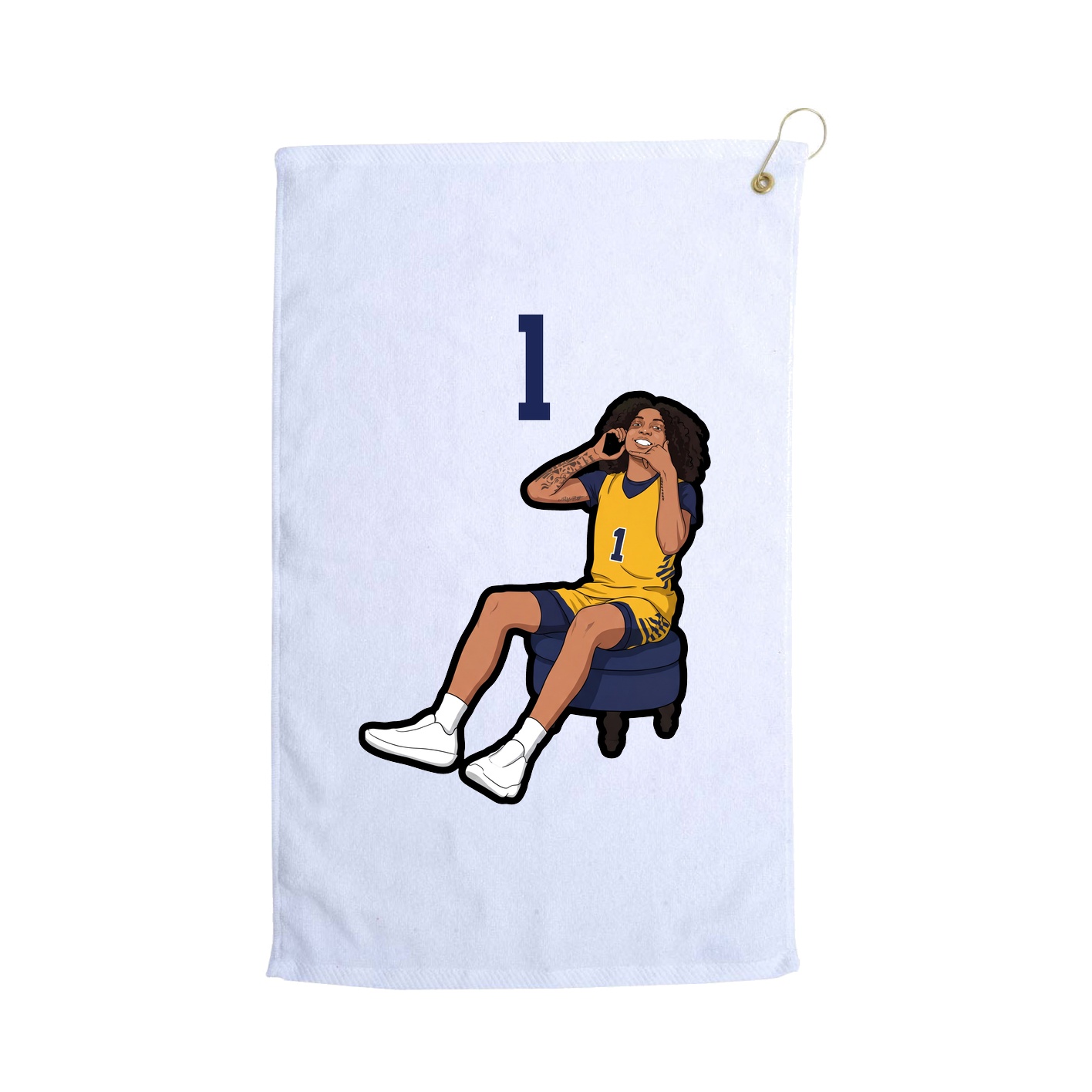 Golf Towel — Number Top in White
