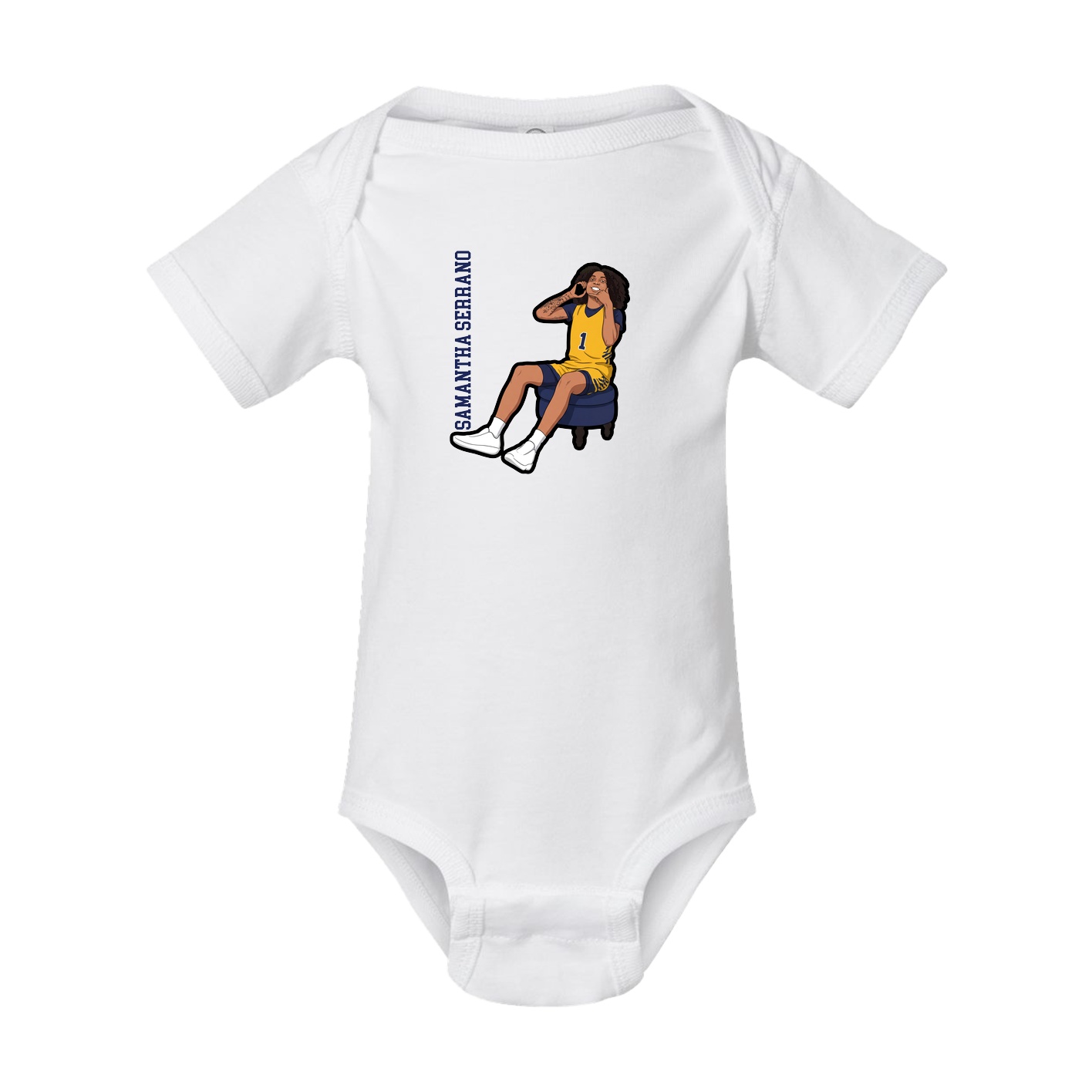 Baby Onesie — Name Vertical in White