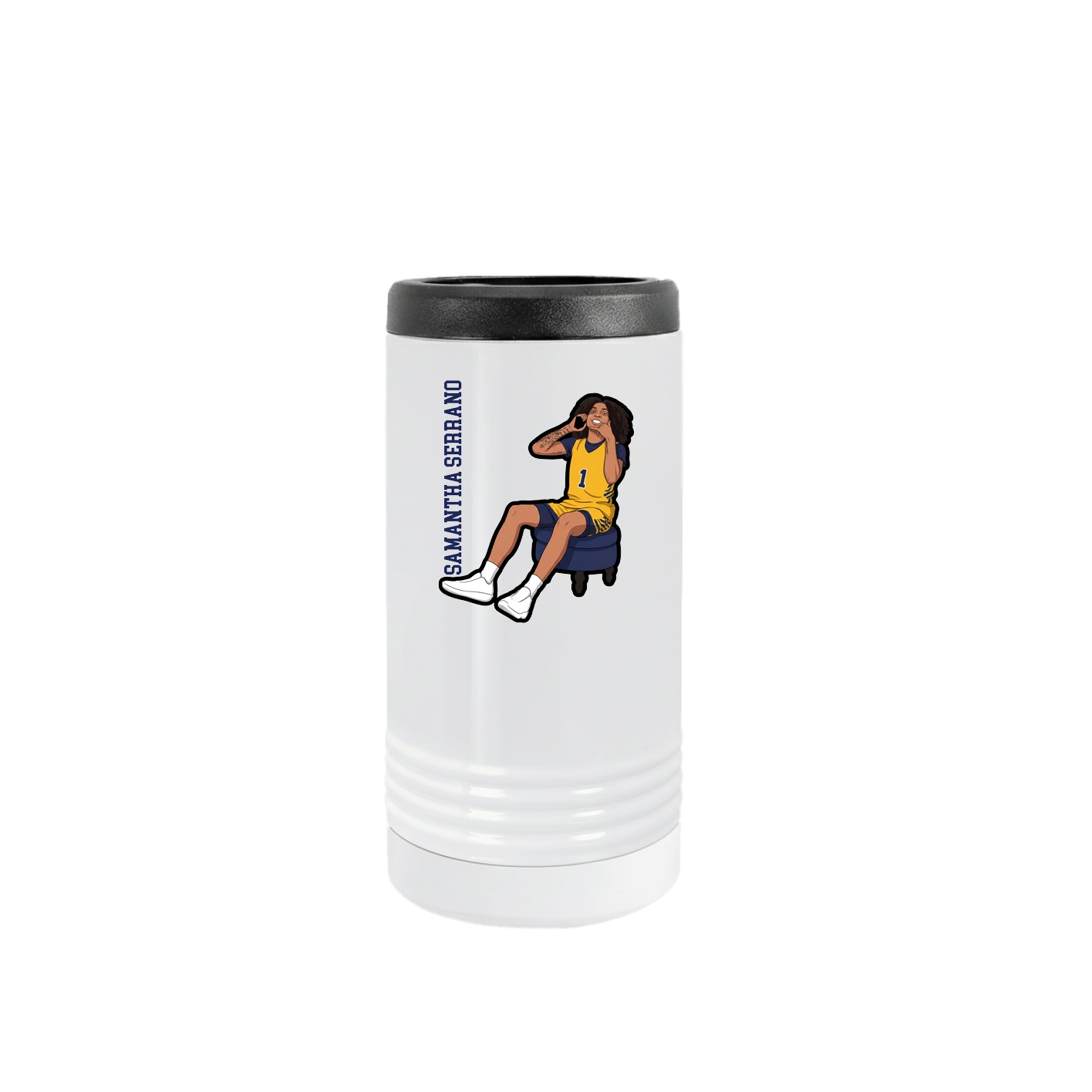 Slim Beverage Holder — Name Vertical in White