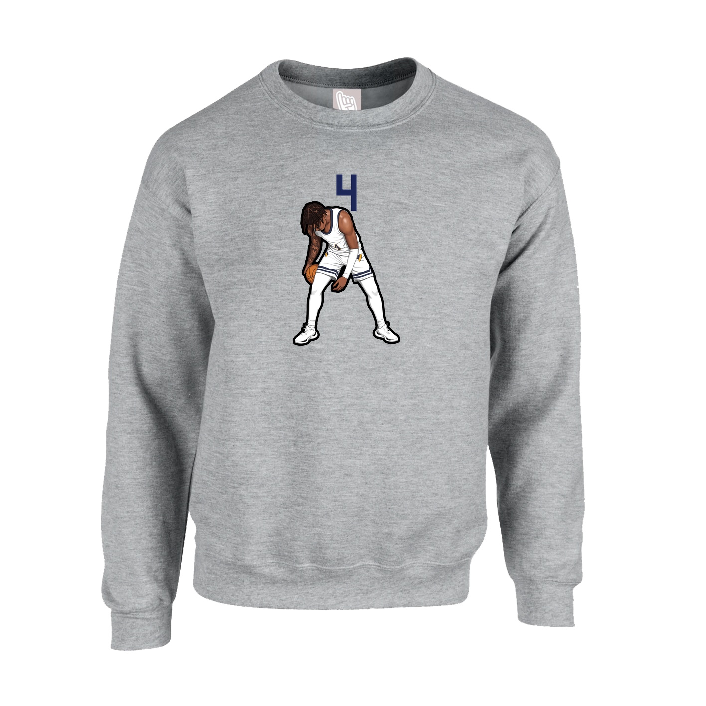 Fleece Crew — Number Top in Grey