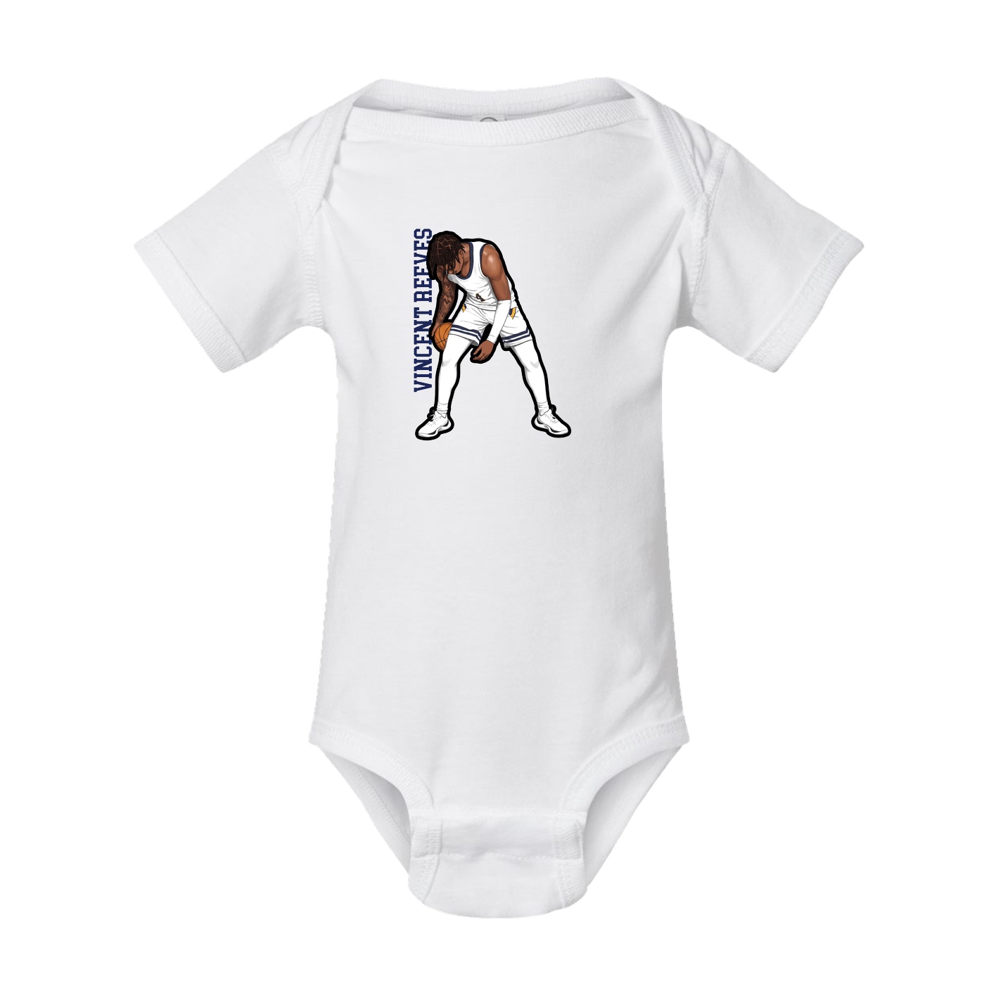 Baby Onesie — Name Vertical in White