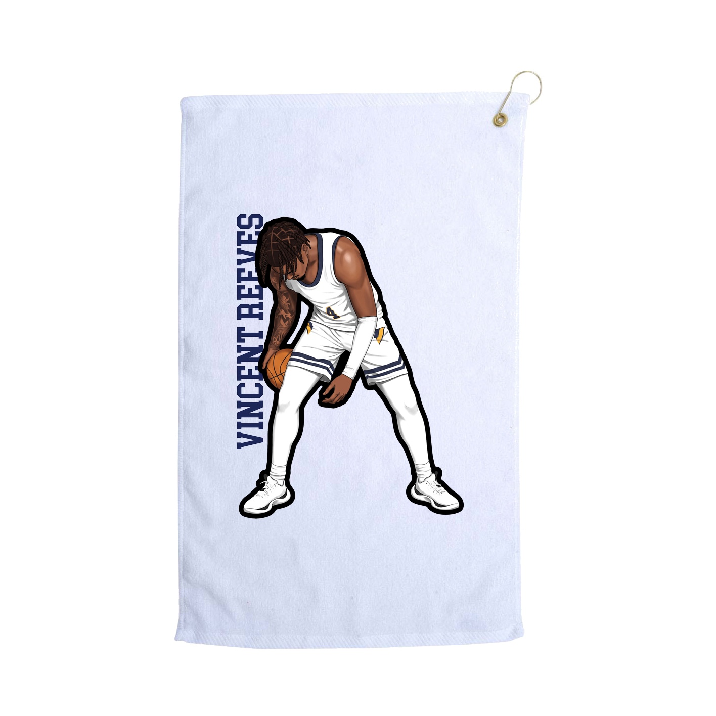 Golf Towel — Name Vertical in White