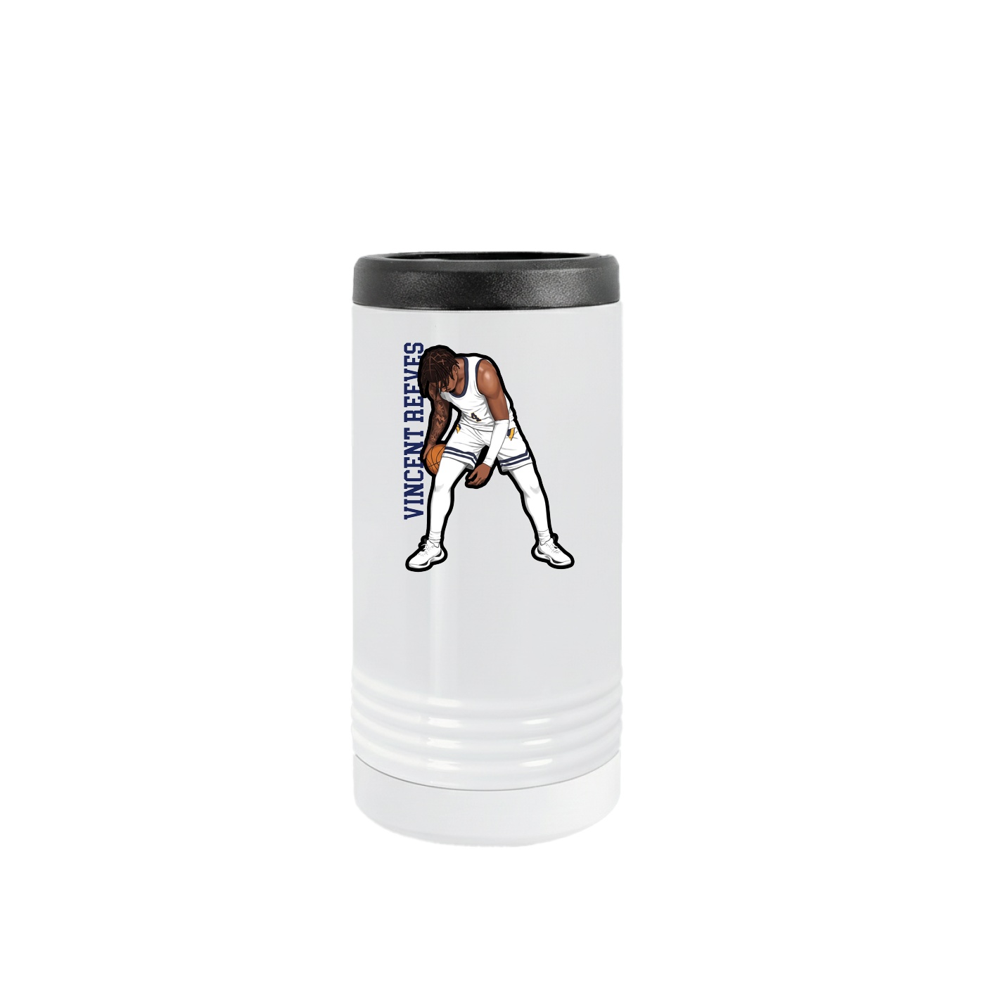 Slim Beverage Holder — Name Vertical in White