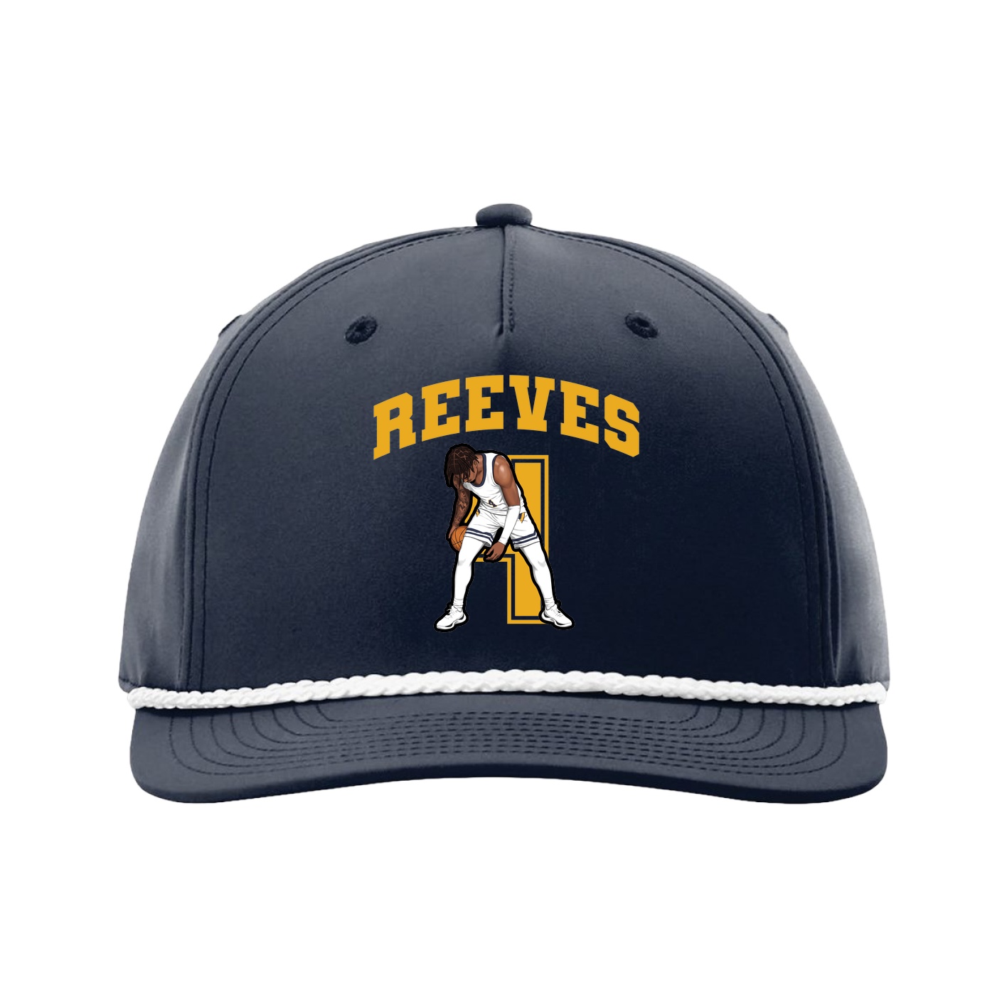 Five-Panel Classic Rope Cap — Number in Navy
