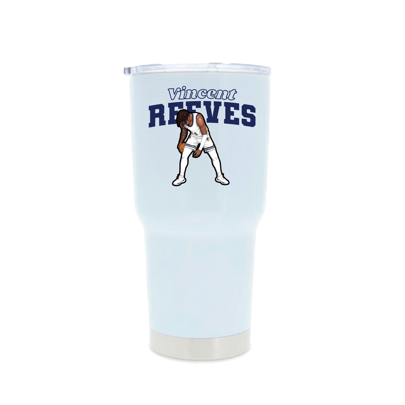 30oz Stainless Steel Tumbler — Name Arch in White