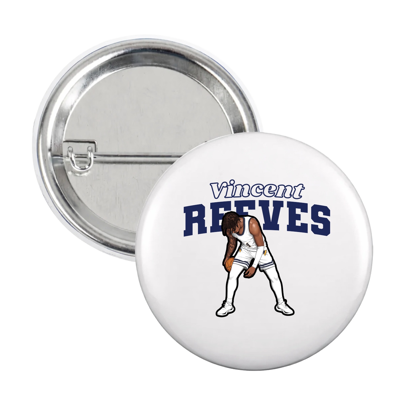 Game Day Button — Name Arch in White