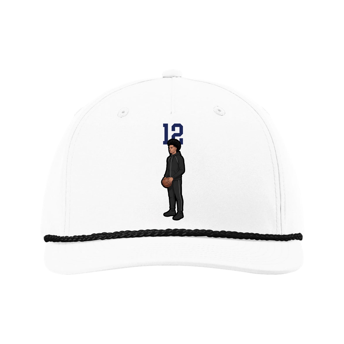 Five-Panel Classic Rope Cap — Number Top in White