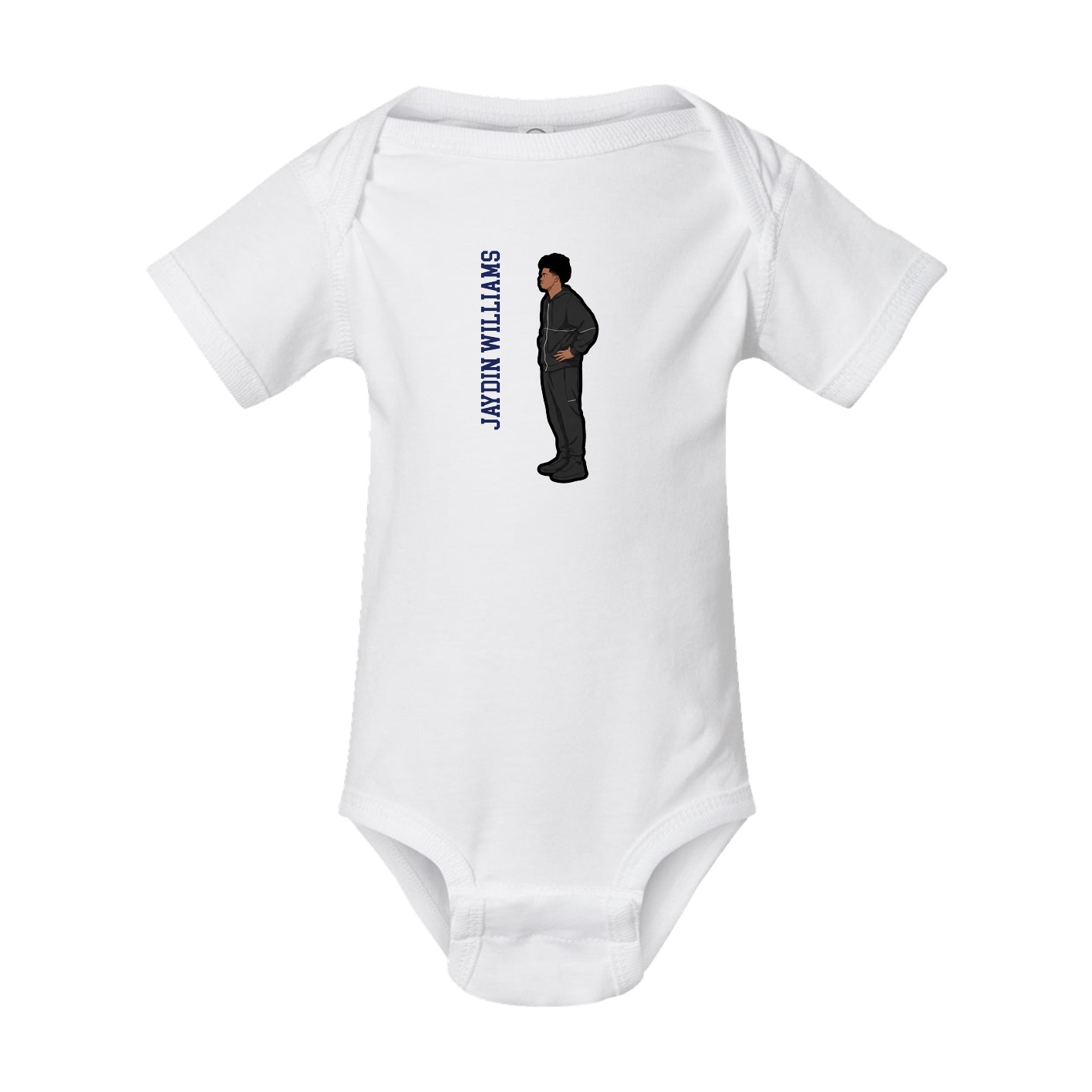 Baby Onesie — Name Vertical in White