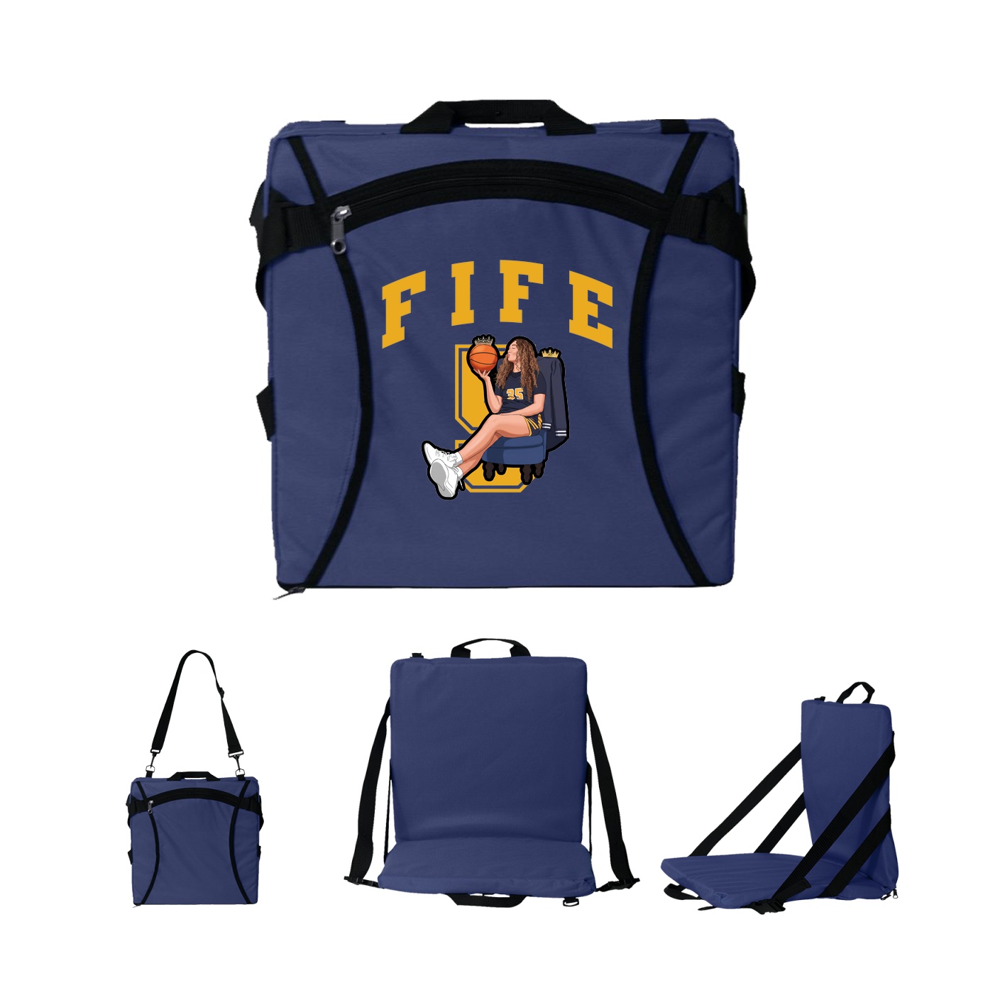 Folding Stadium Seat — Number in Navy