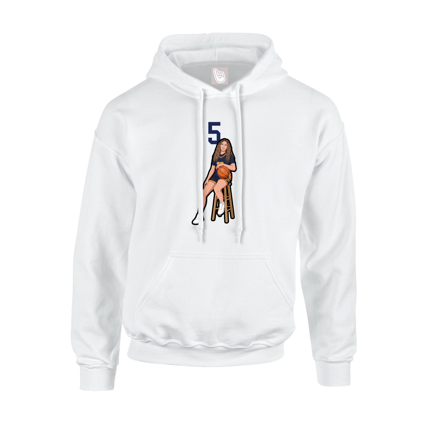 Youth Hoodie — Number Top in White