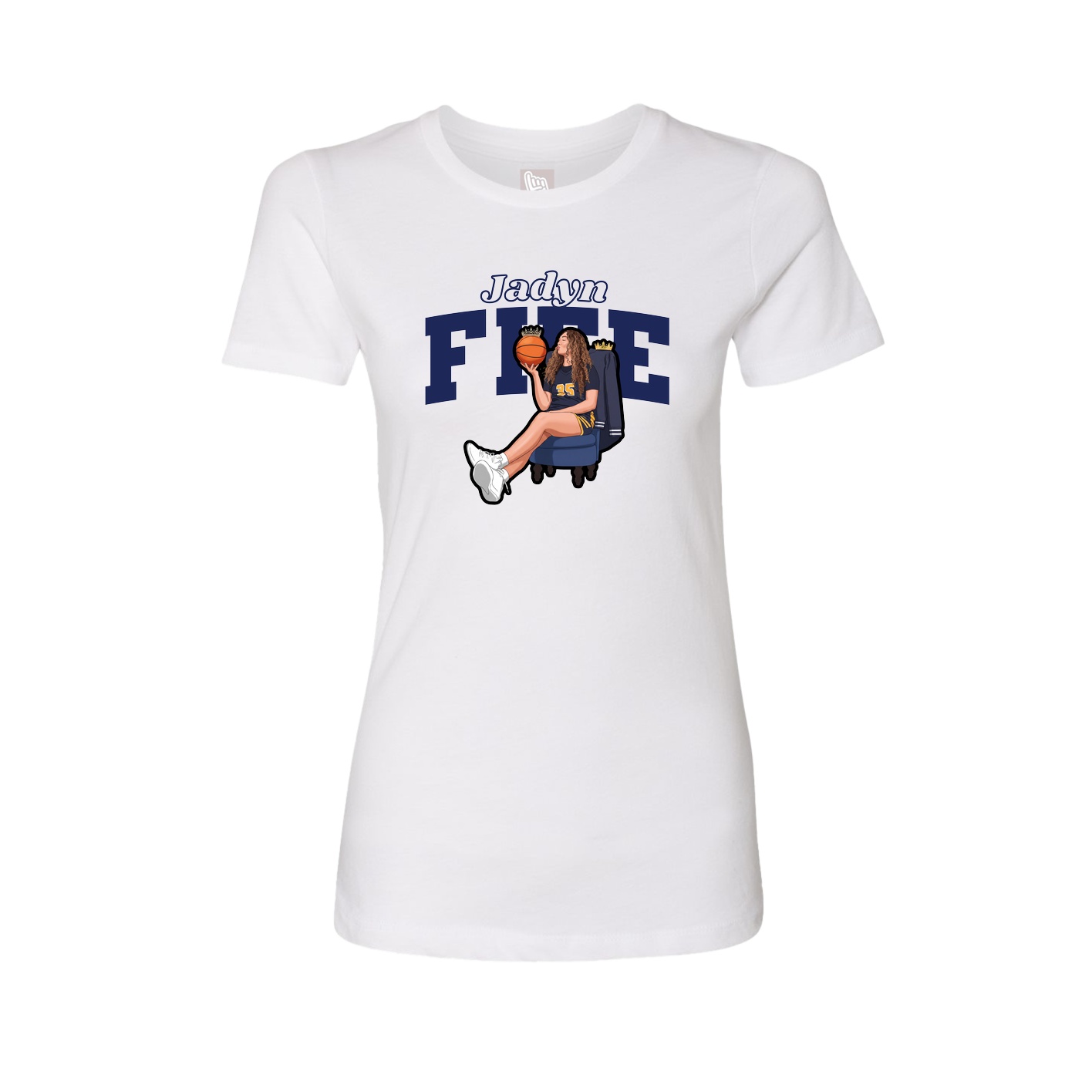 Fitted Women's Tee — Name Arch in White