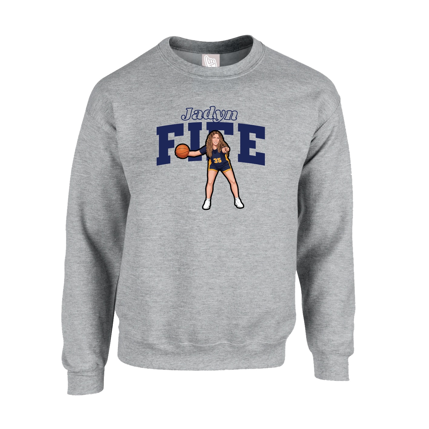 Fleece Crew — Name Arch in Grey