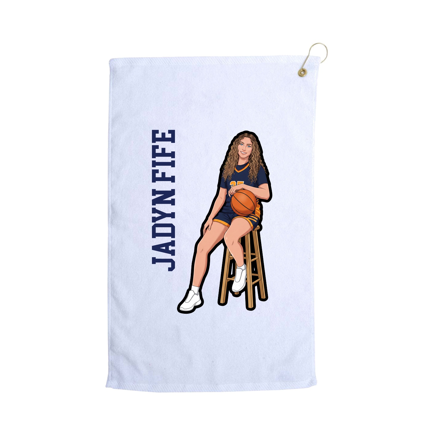 Golf Towel — Name Vertical in White