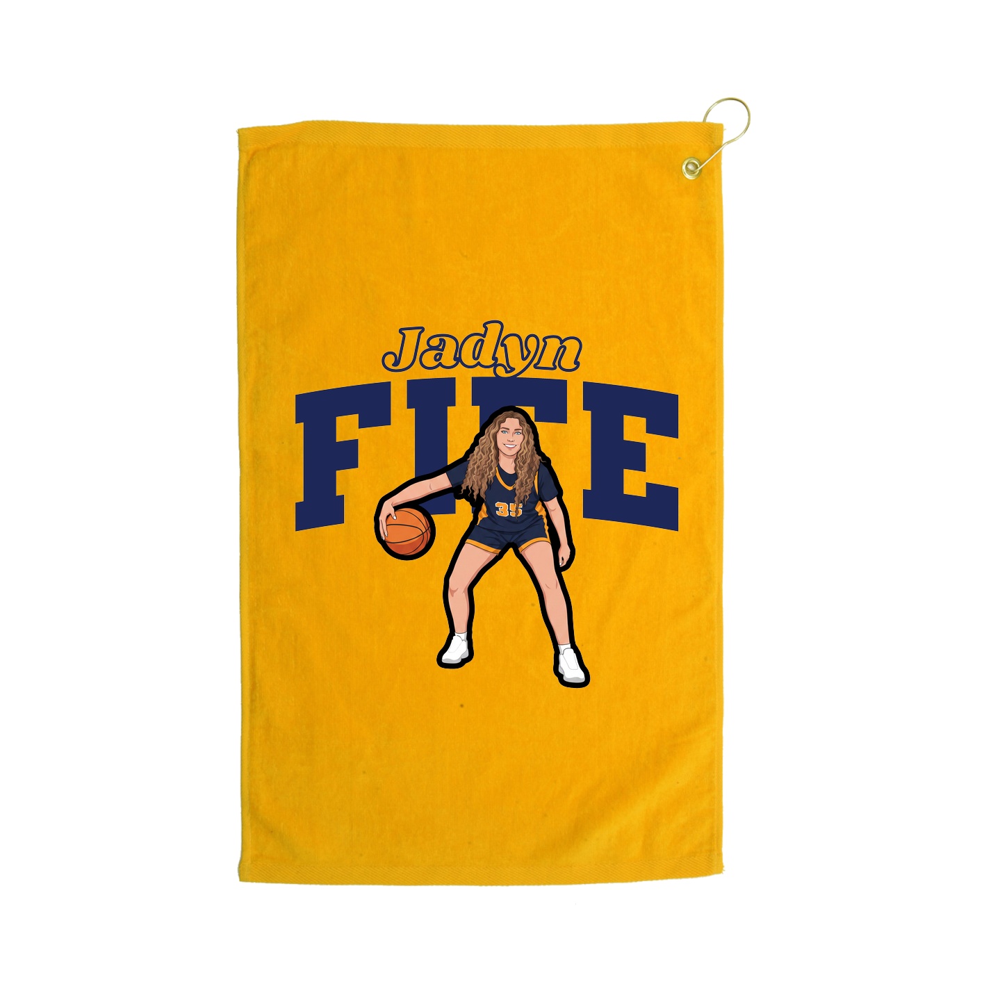 Golf Towel — Name Arch in Gold
