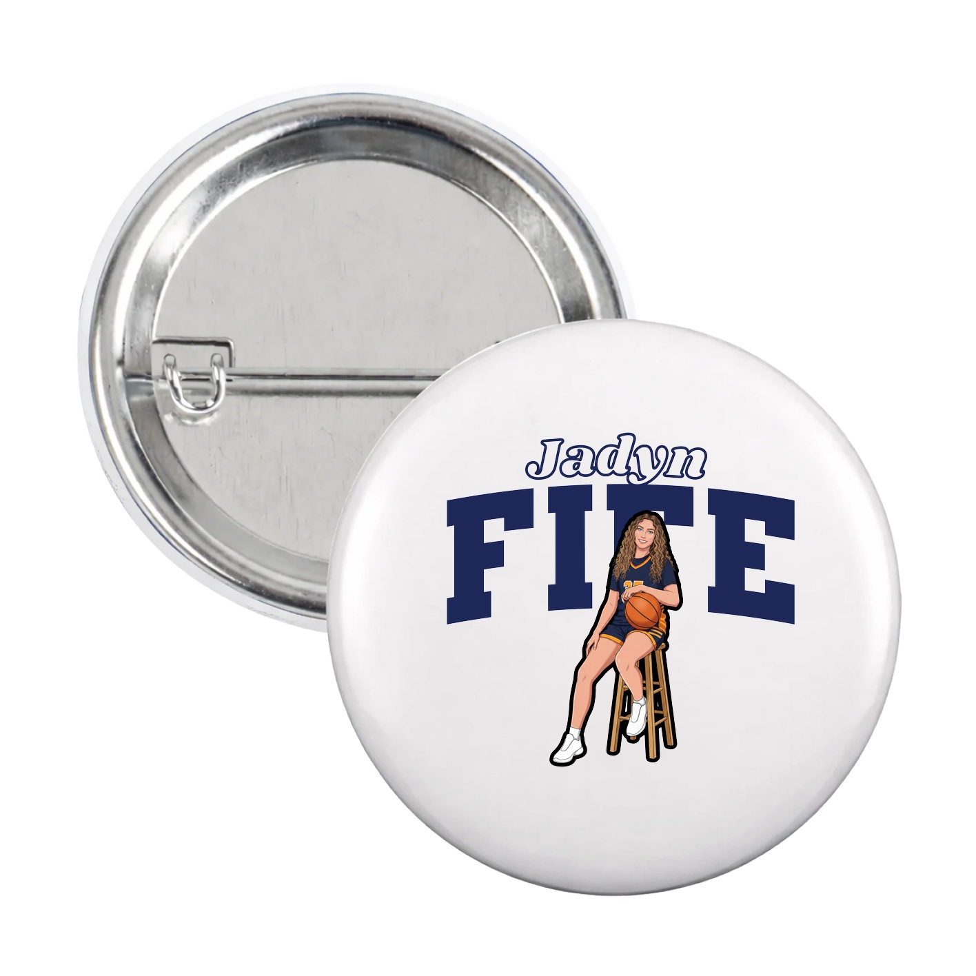 Game Day Button — Name Arch in White