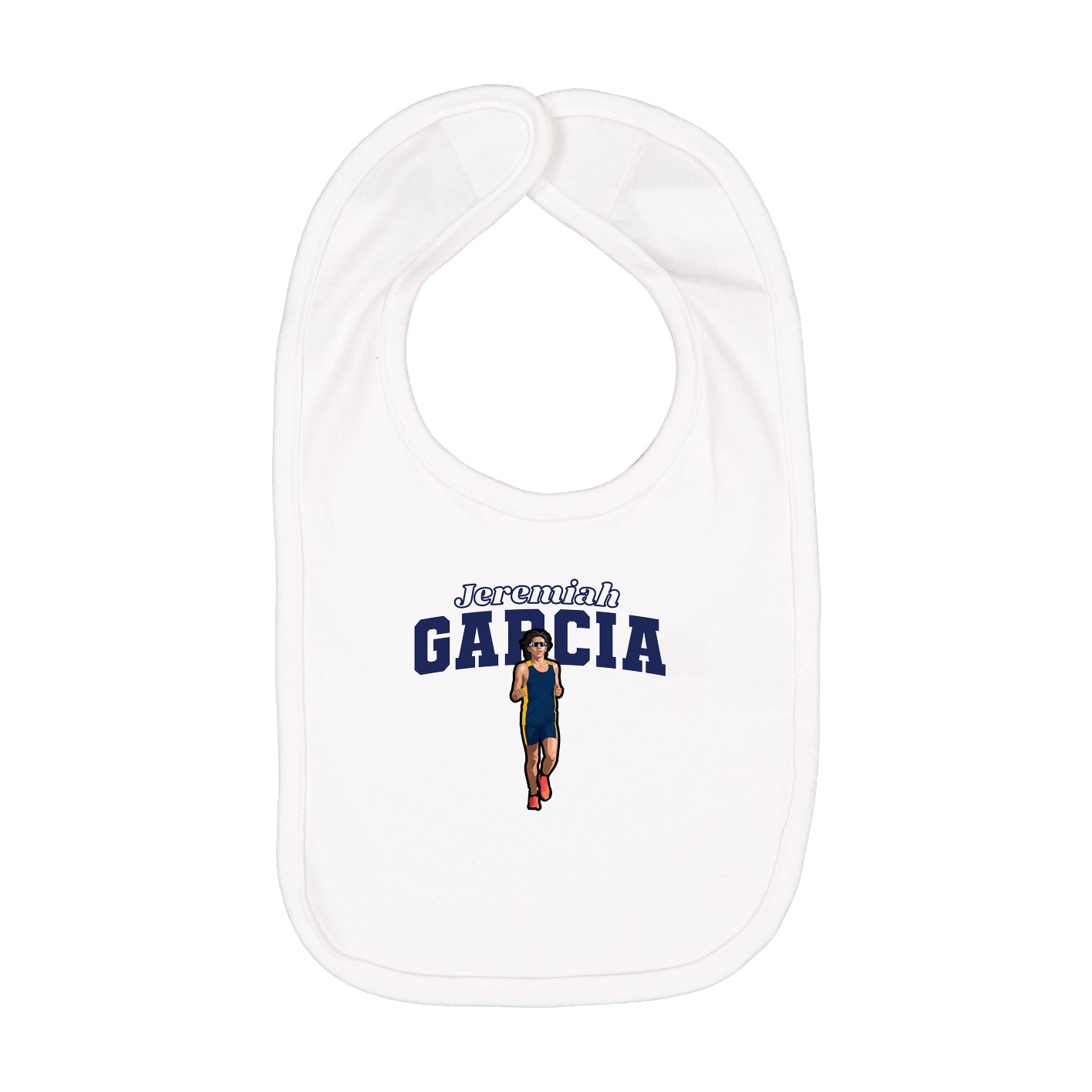 Infant Bib — Name Arch in White