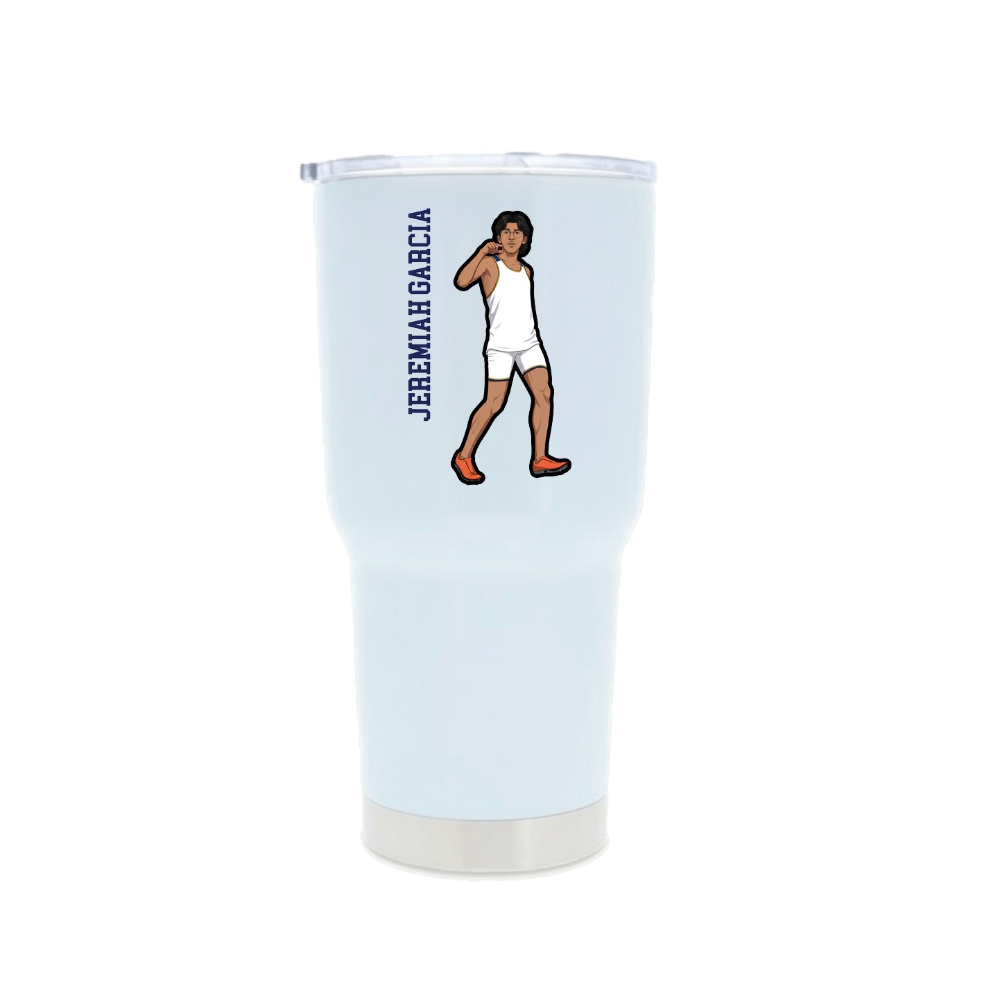30oz Stainless Steel Tumbler — Name Vertical in White