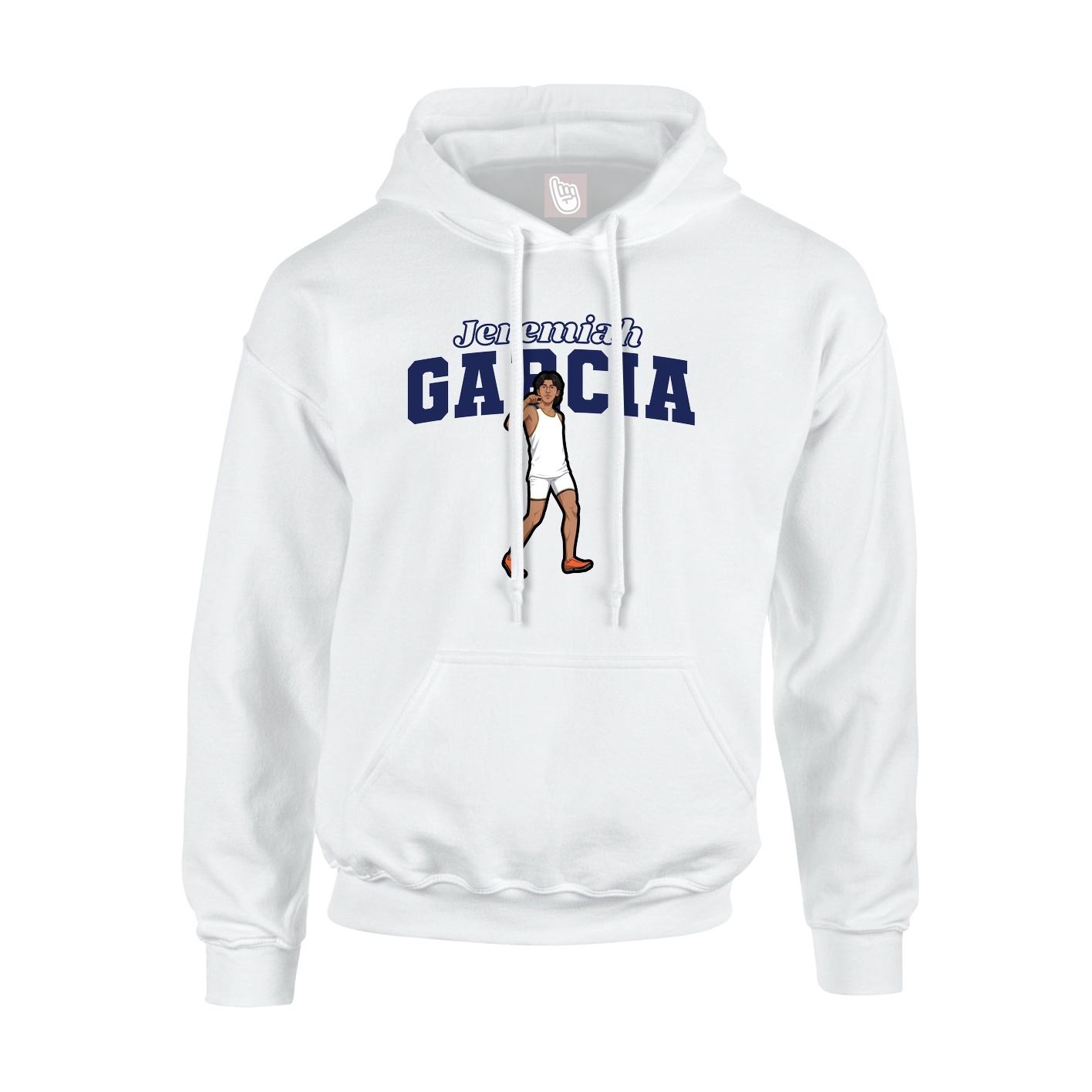 Youth Hoodie — Name Arch in White