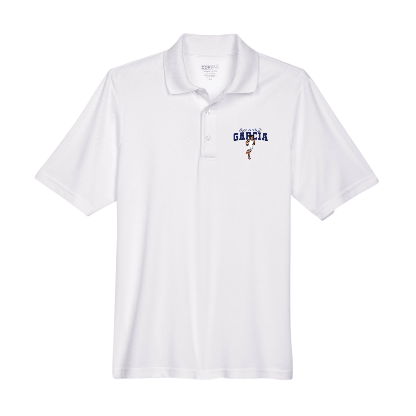 Performance Polo — Name Arch in White