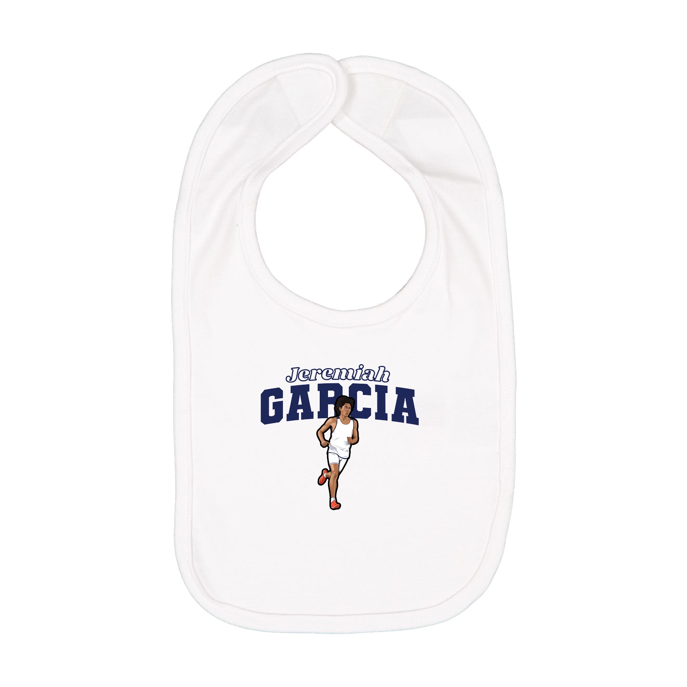 Infant Bib — Name Arch in White