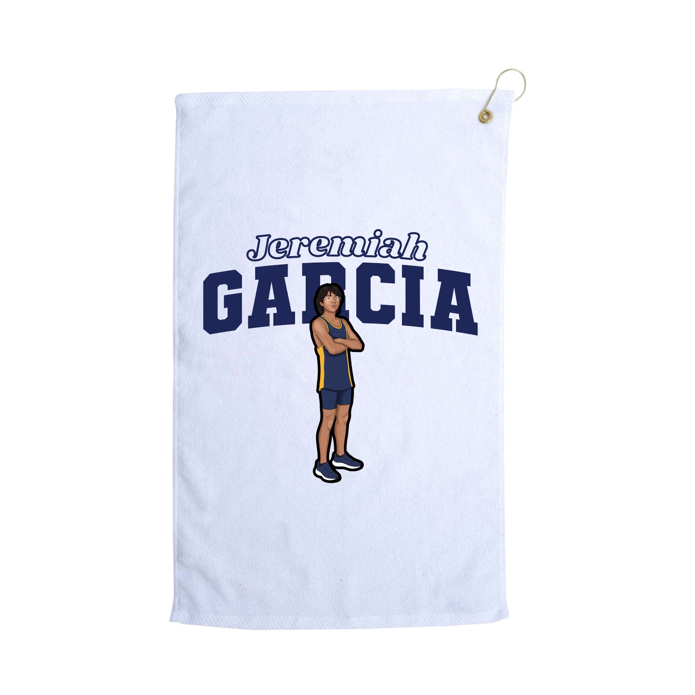 Golf Towel — Name Arch in White
