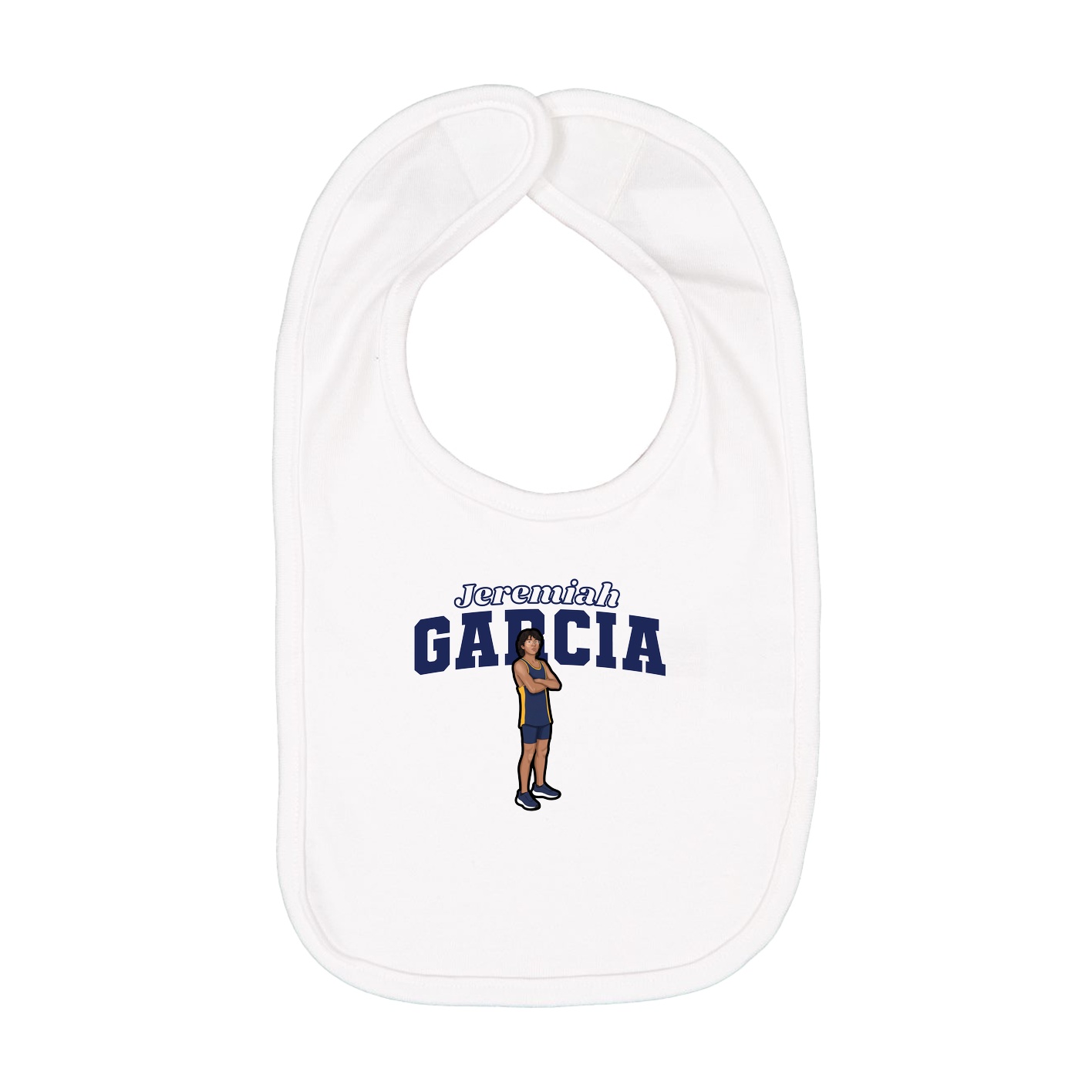 Infant Bib — Name Arch in White