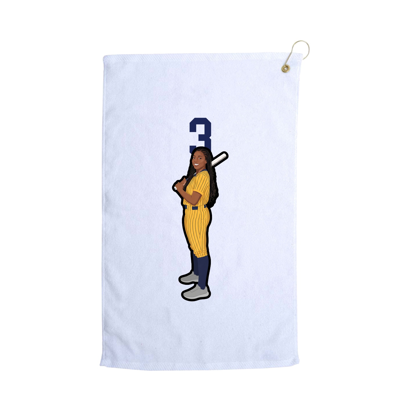 Golf Towel — Number Top in White