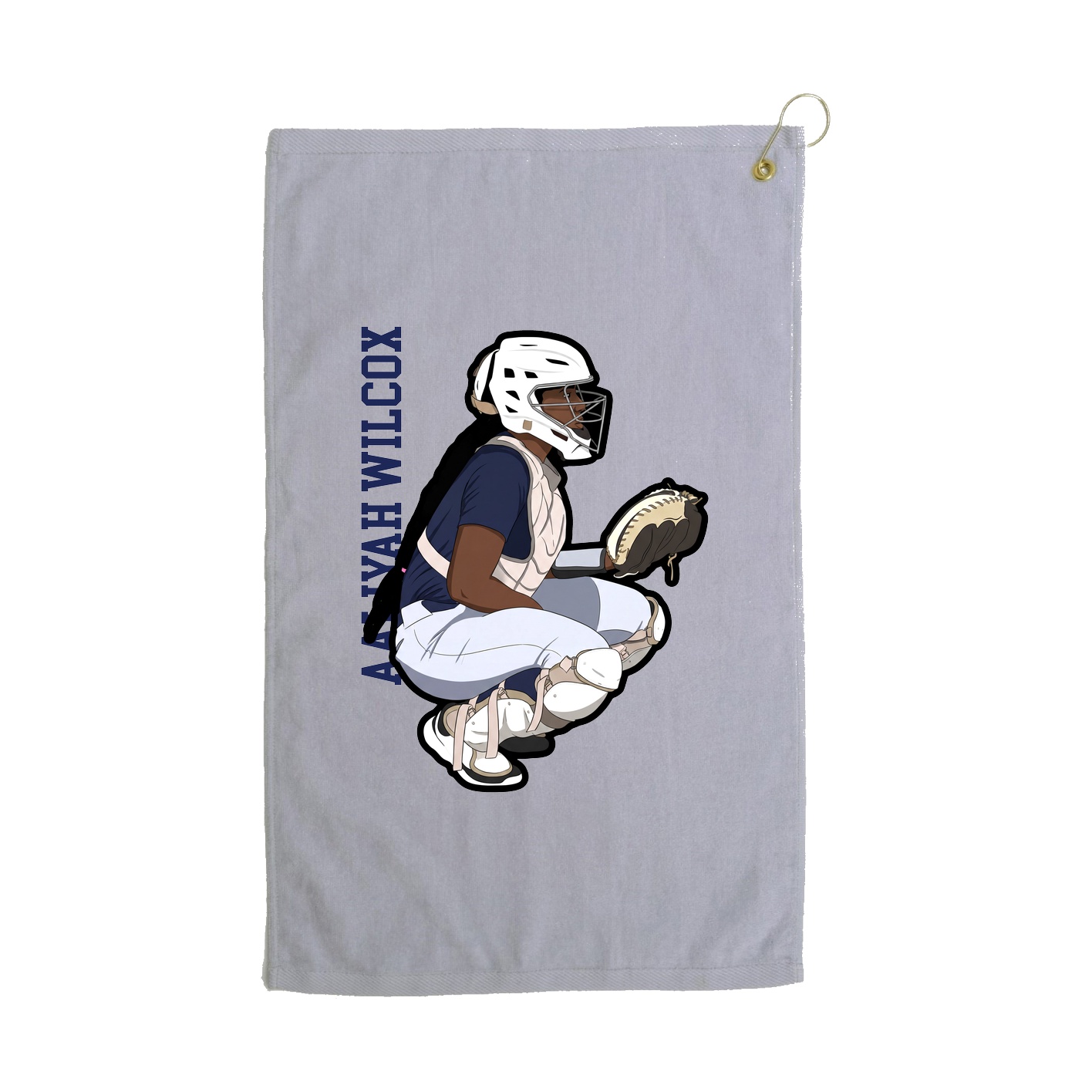 Golf Towel — Name Vertical in Grey