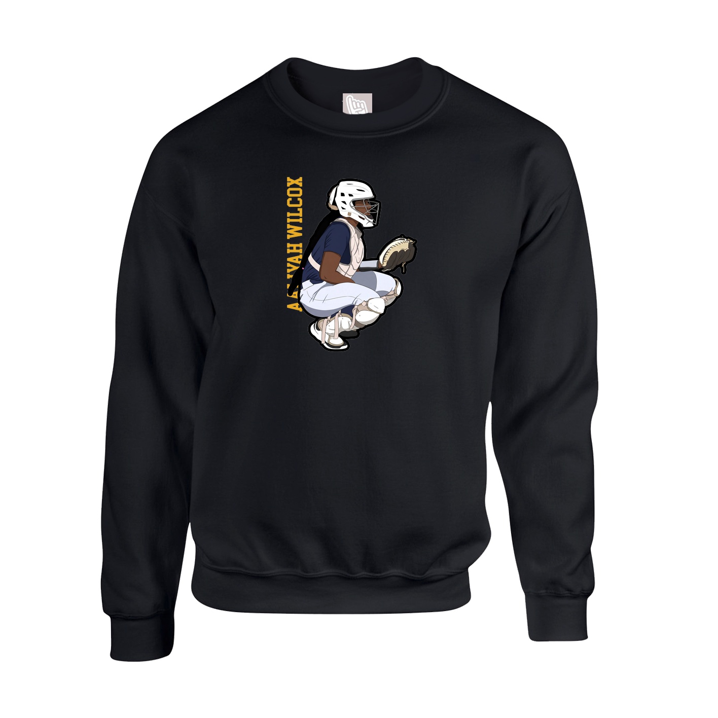 Fleece Crew — Name Vertical in Black