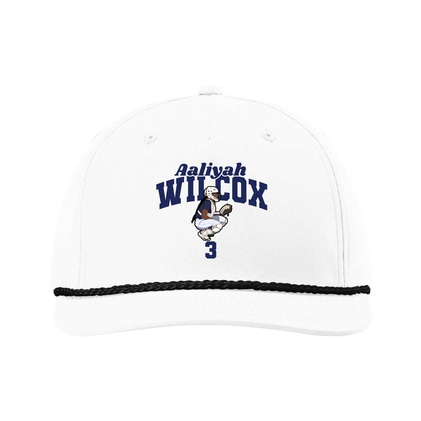 Five-Panel Classic Rope Cap — Signature Arch in White