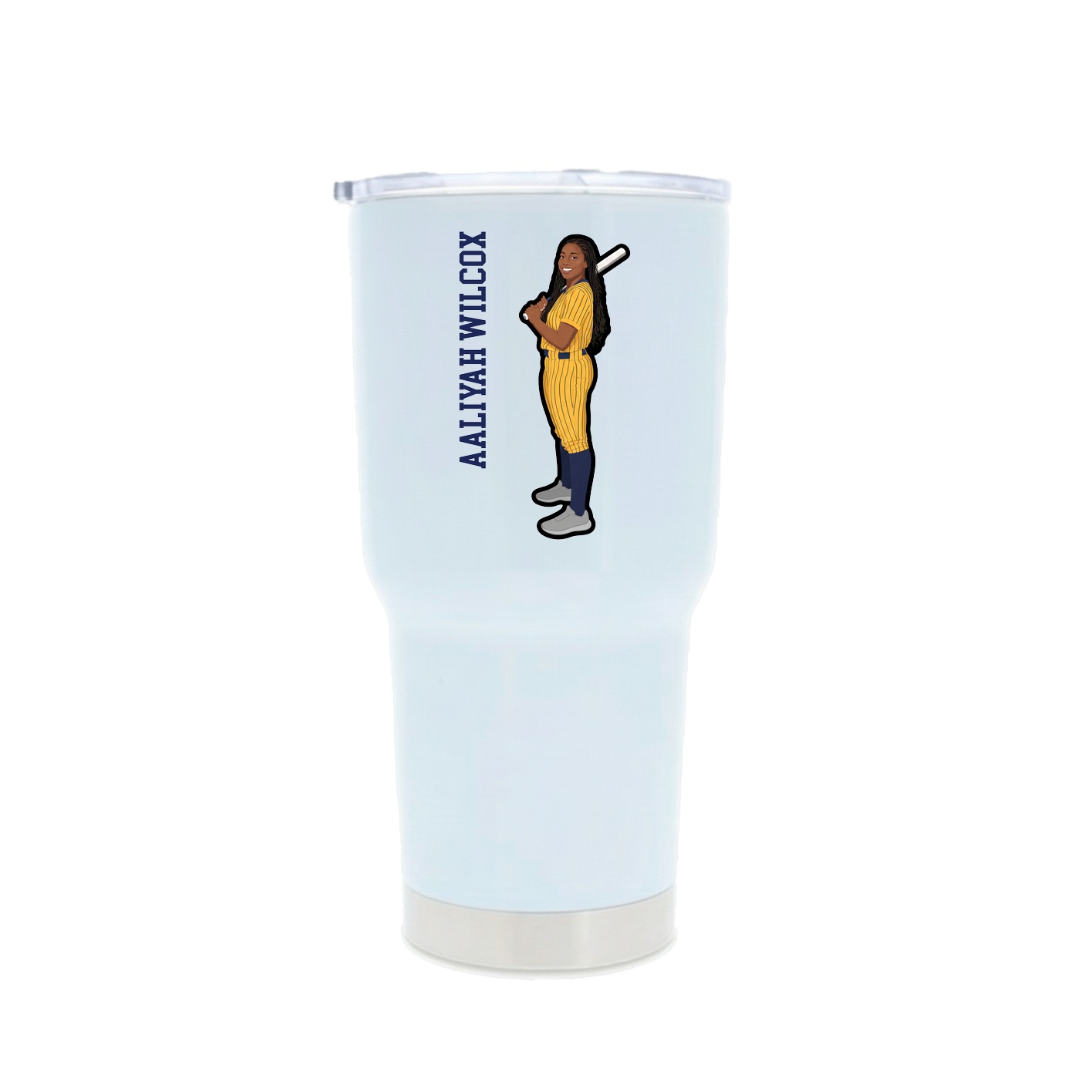 30oz Stainless Steel Tumbler — Name Vertical in White
