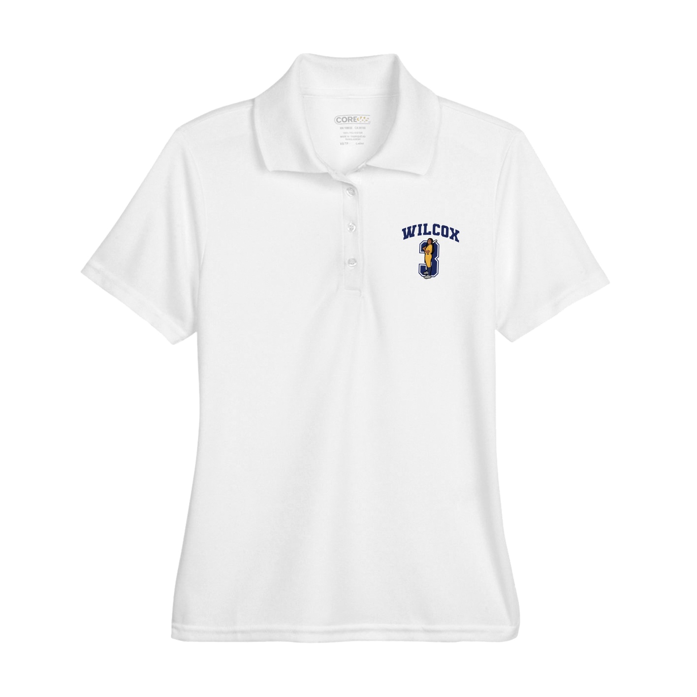 Womens Performance Polo — Number in White