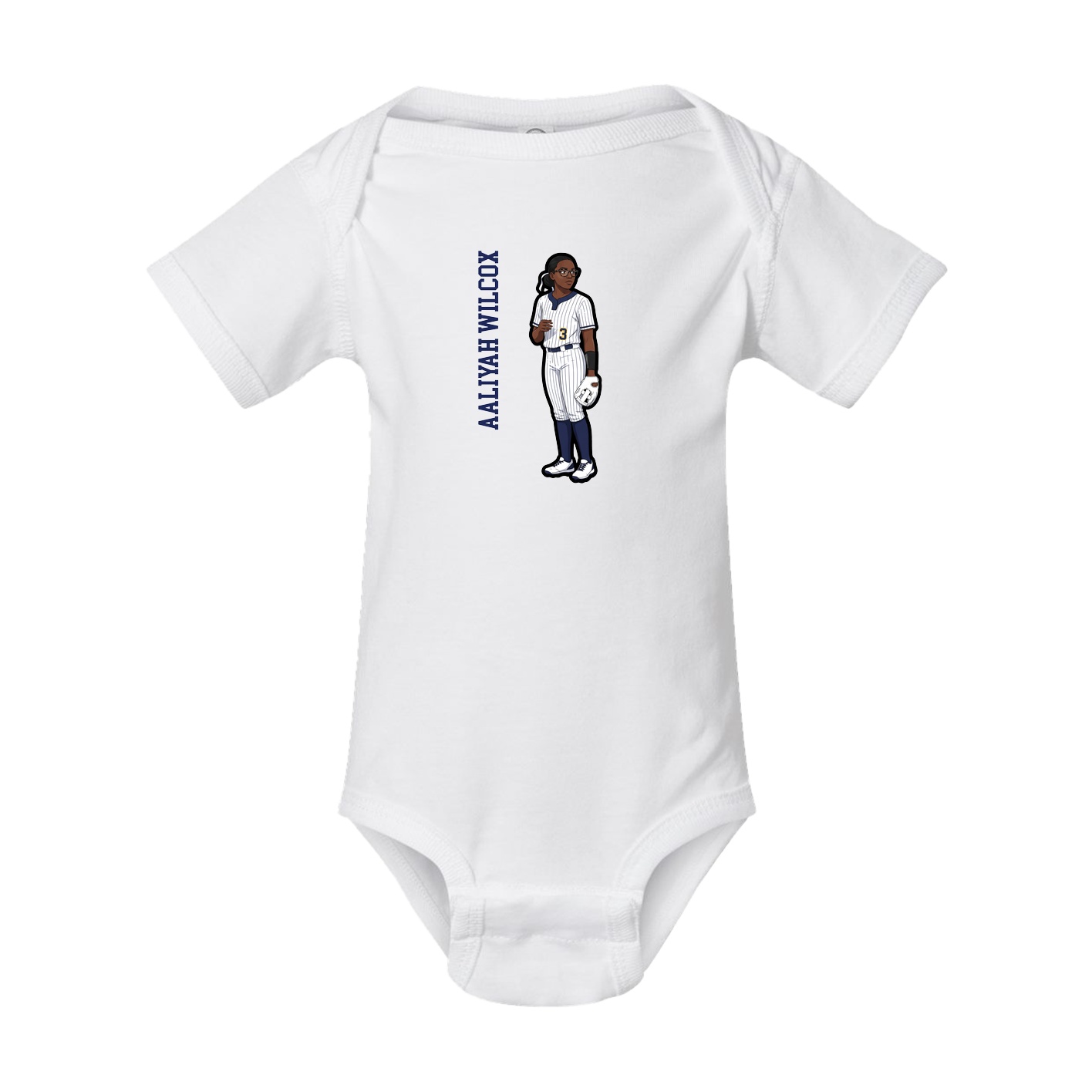 Baby Onesie — Name Vertical in White