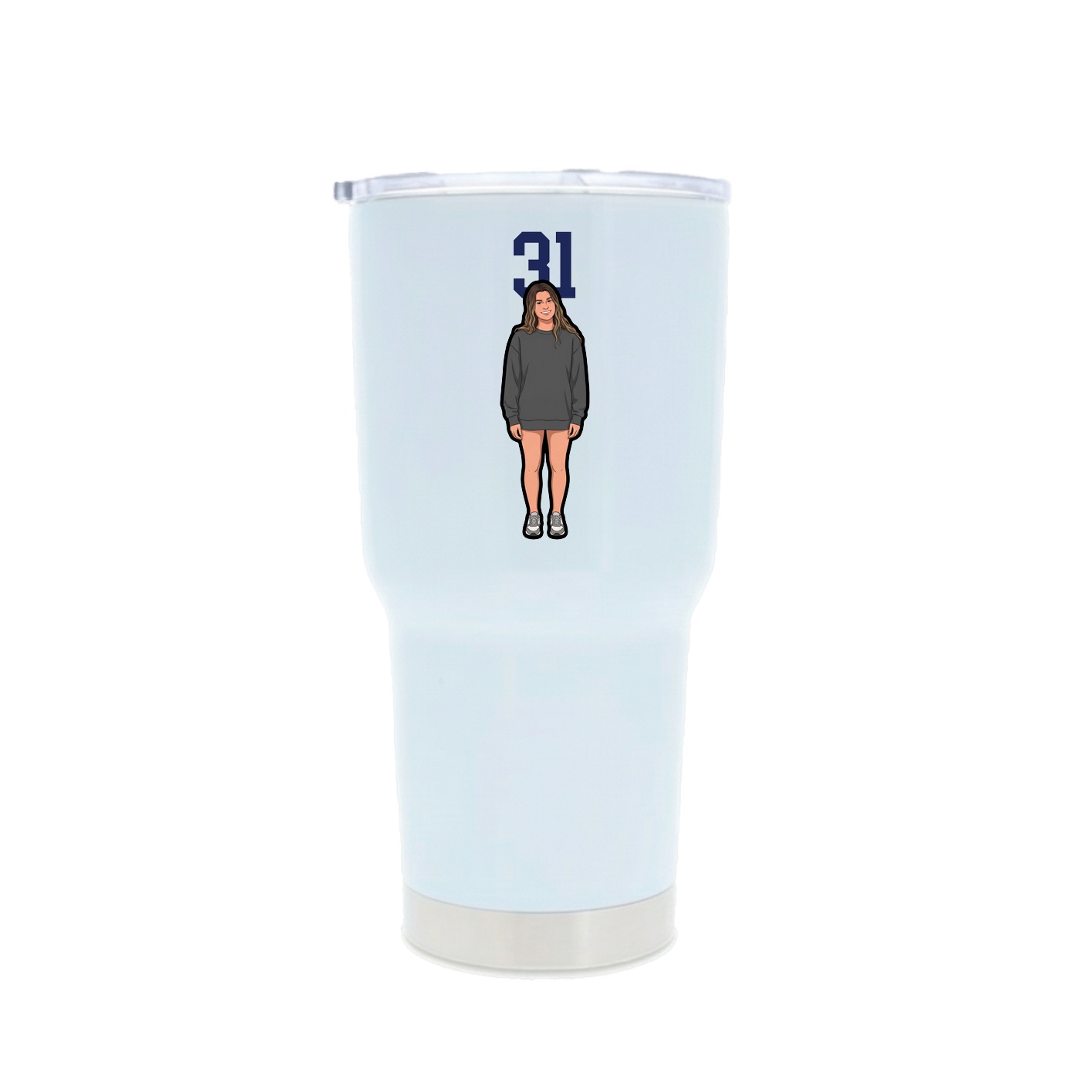 30oz Stainless Steel Tumbler — Number Top in White