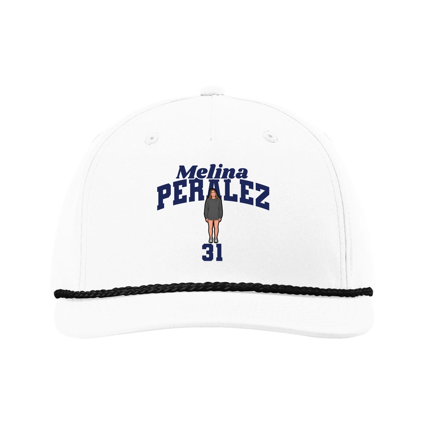 Five-Panel Classic Rope Cap — Signature Arch in White