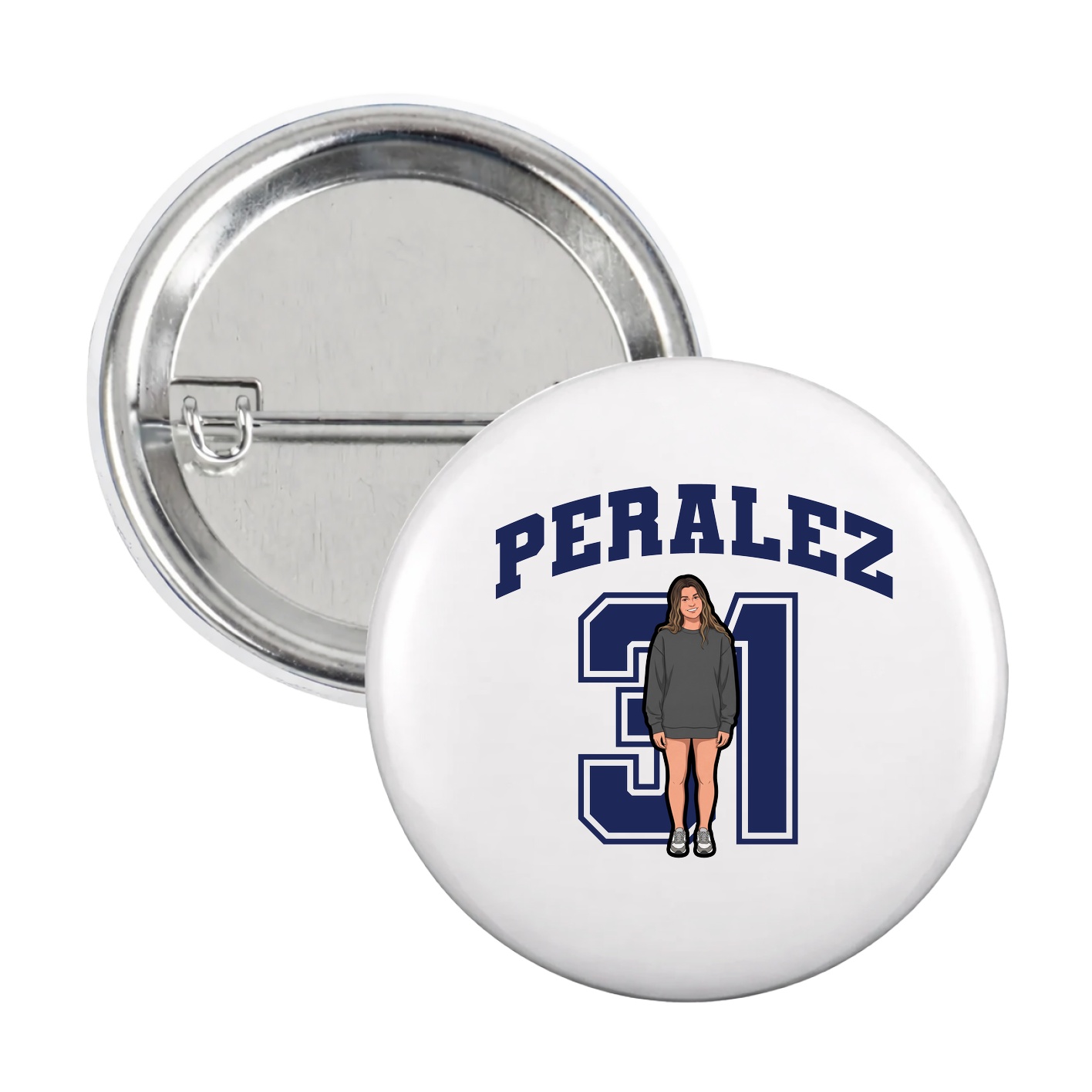 Game Day Button — Number in White