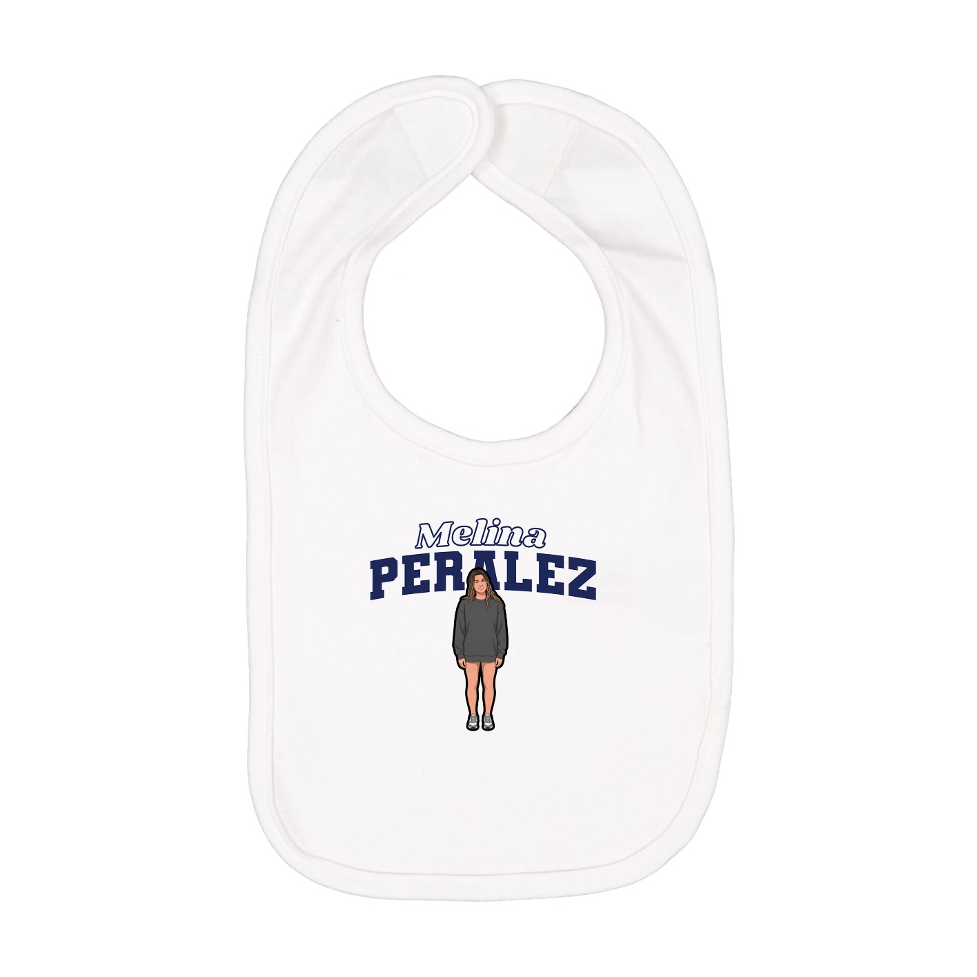 Infant Bib — Name Arch in White