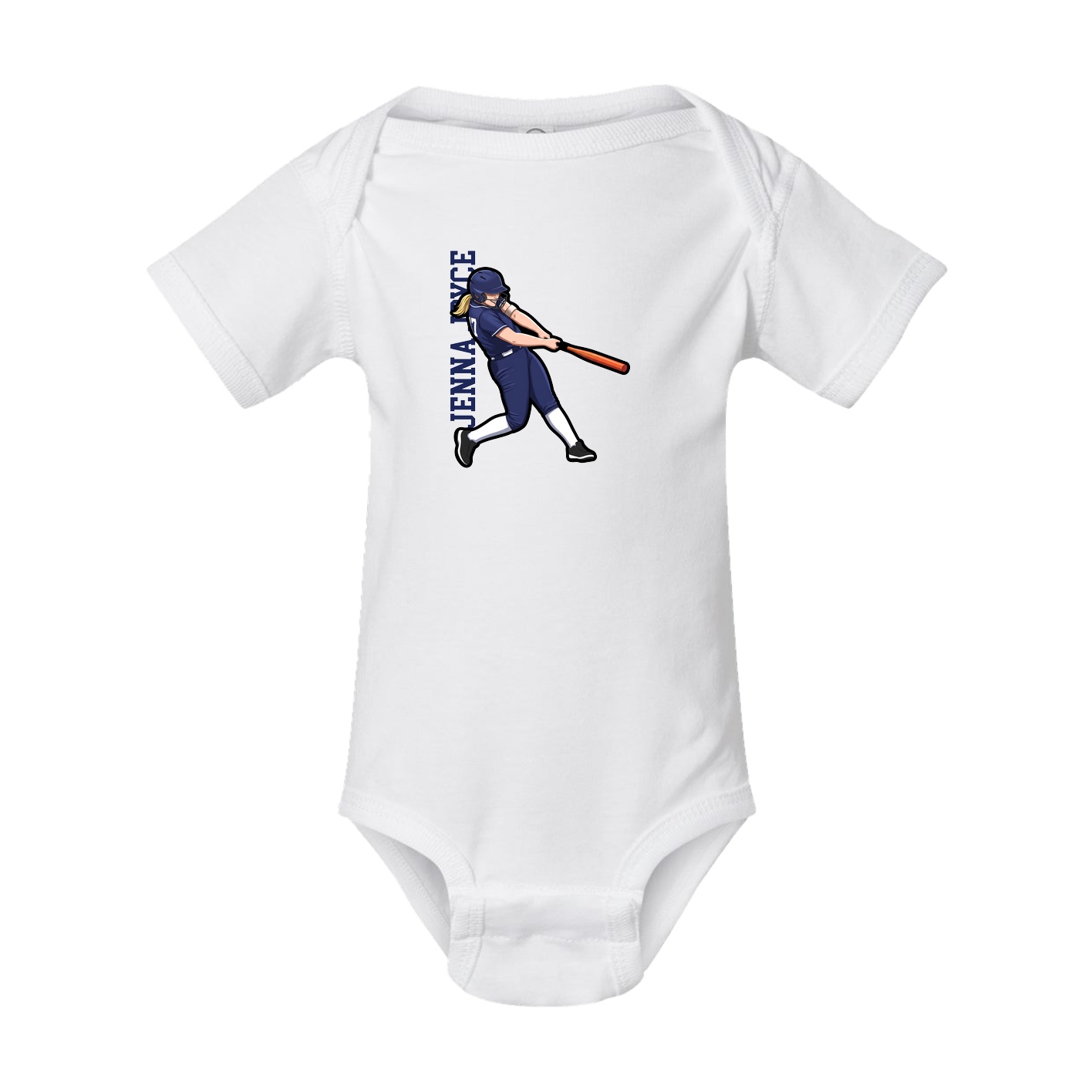 Baby Onesie — Name Vertical in White